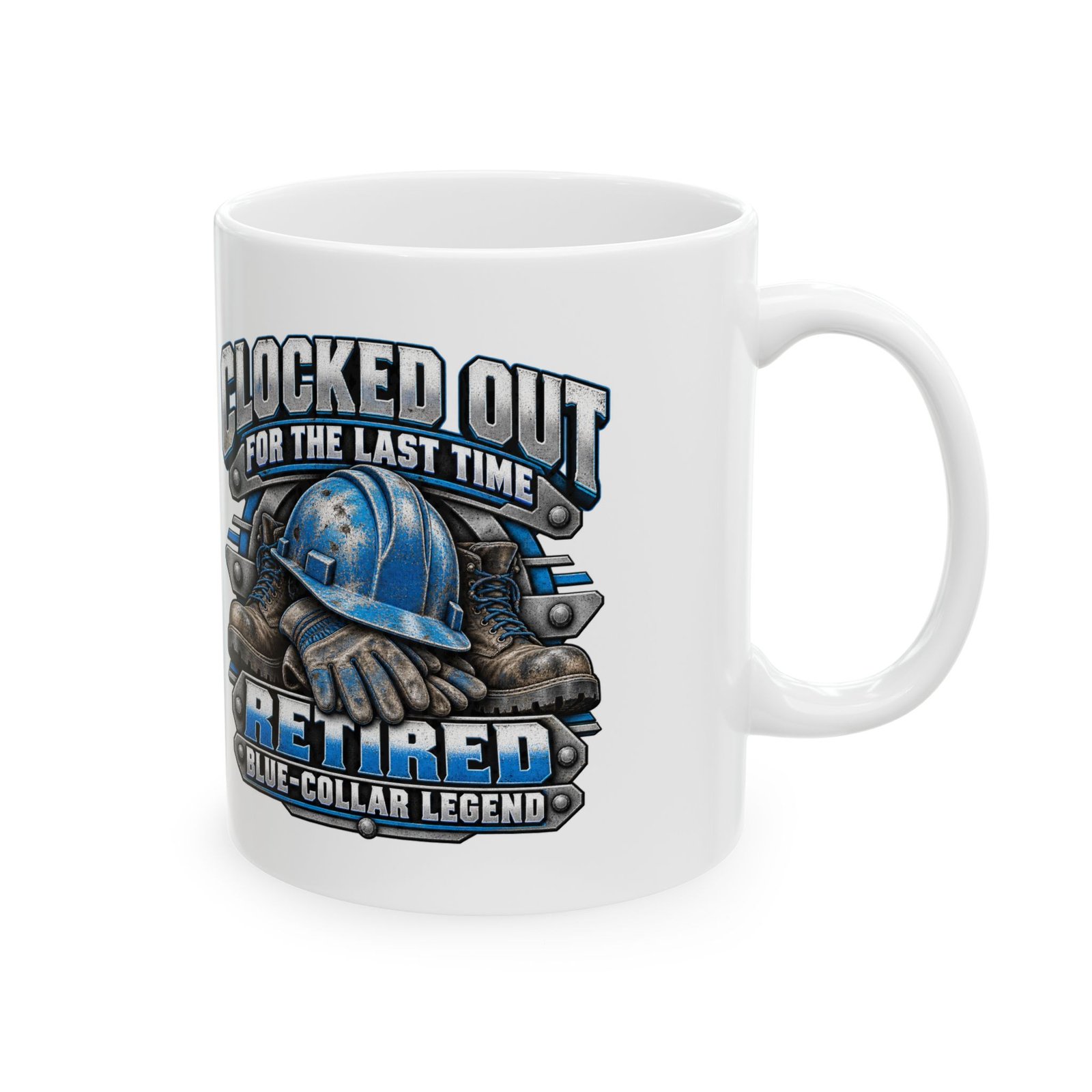 Officially Retired — Blue-Collar Legend Ceramic Coffee Mug - Image 3