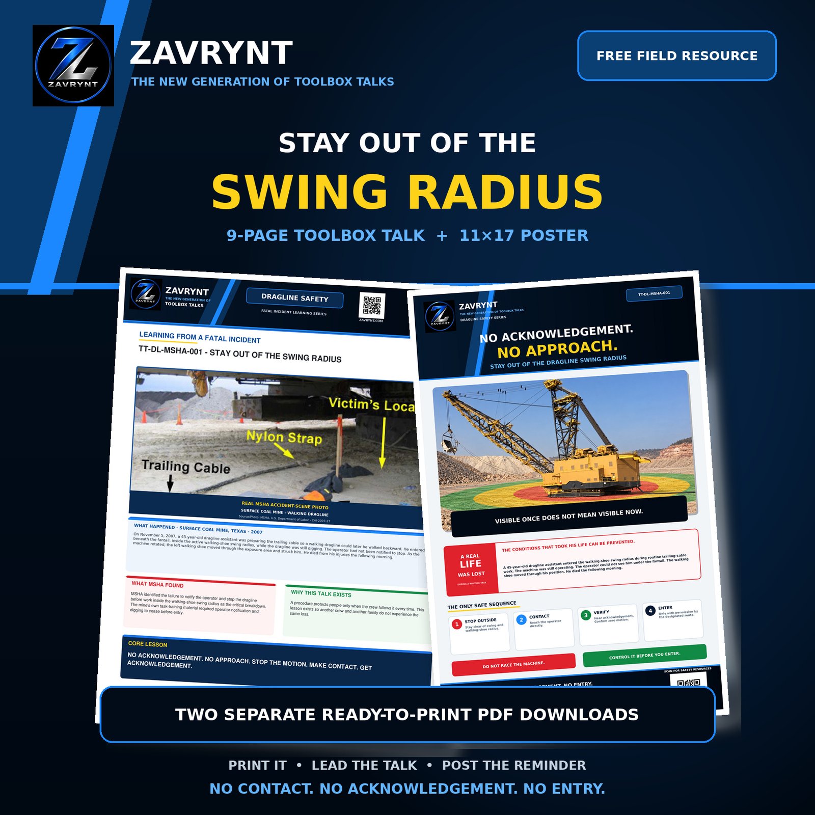 Free dragline toolbox talk and swing radius poster bundle