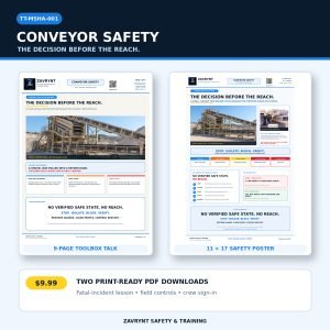 The Decision Before the Reach – MSHA Conveyor Safety Toolbox Talk + Poster