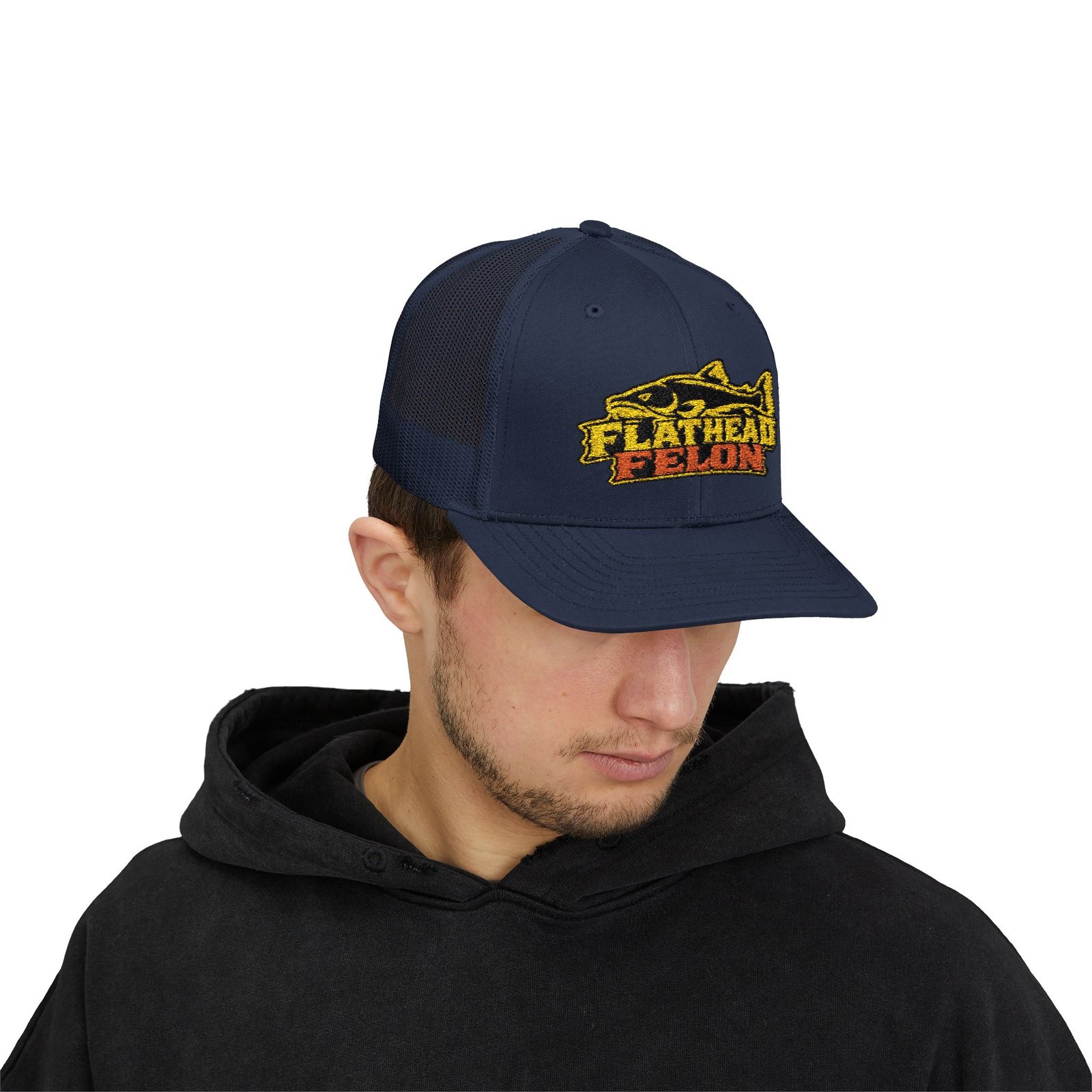 Blue Collar Flat Heads — Flathead Felon Embroidered Trucker Hat - Image 15