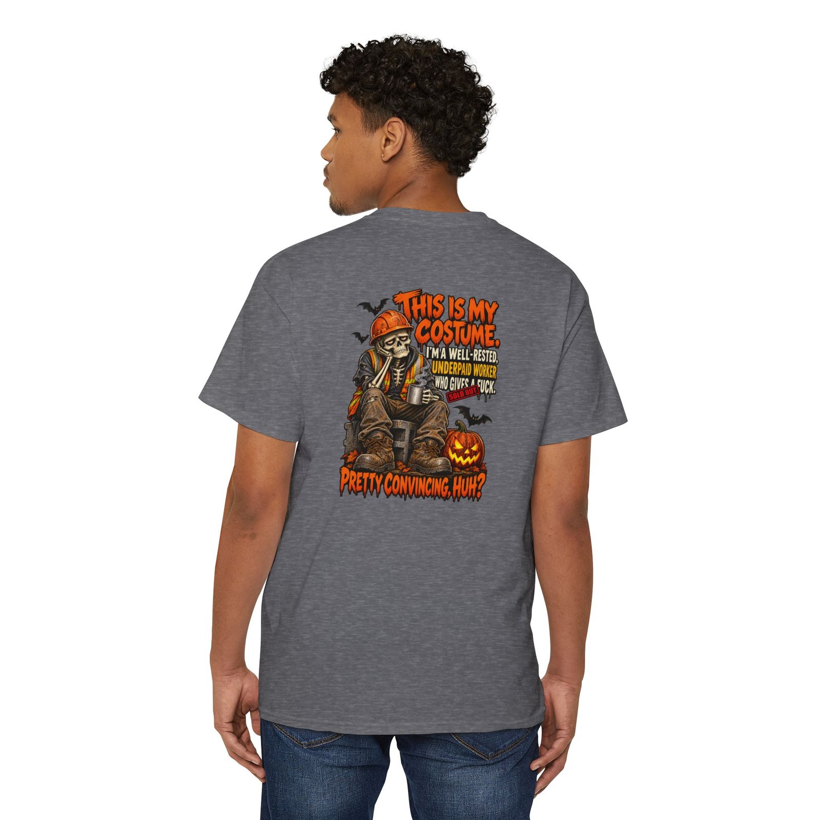 This Is My Costume — Blue-Collar Skeleton Halloween Pocket Tee - Image 8