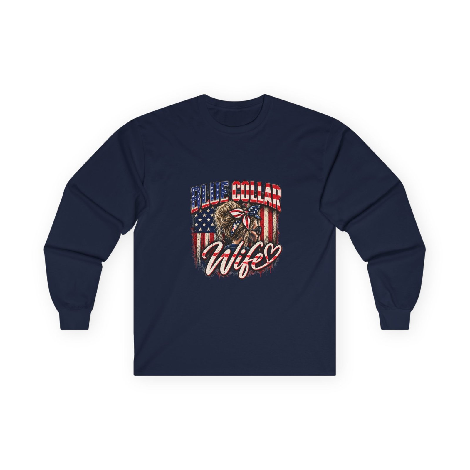 Blue Collar Wife | American Flag Long-Sleeve Shirt — Her Trade. Her RULES. - Image 9