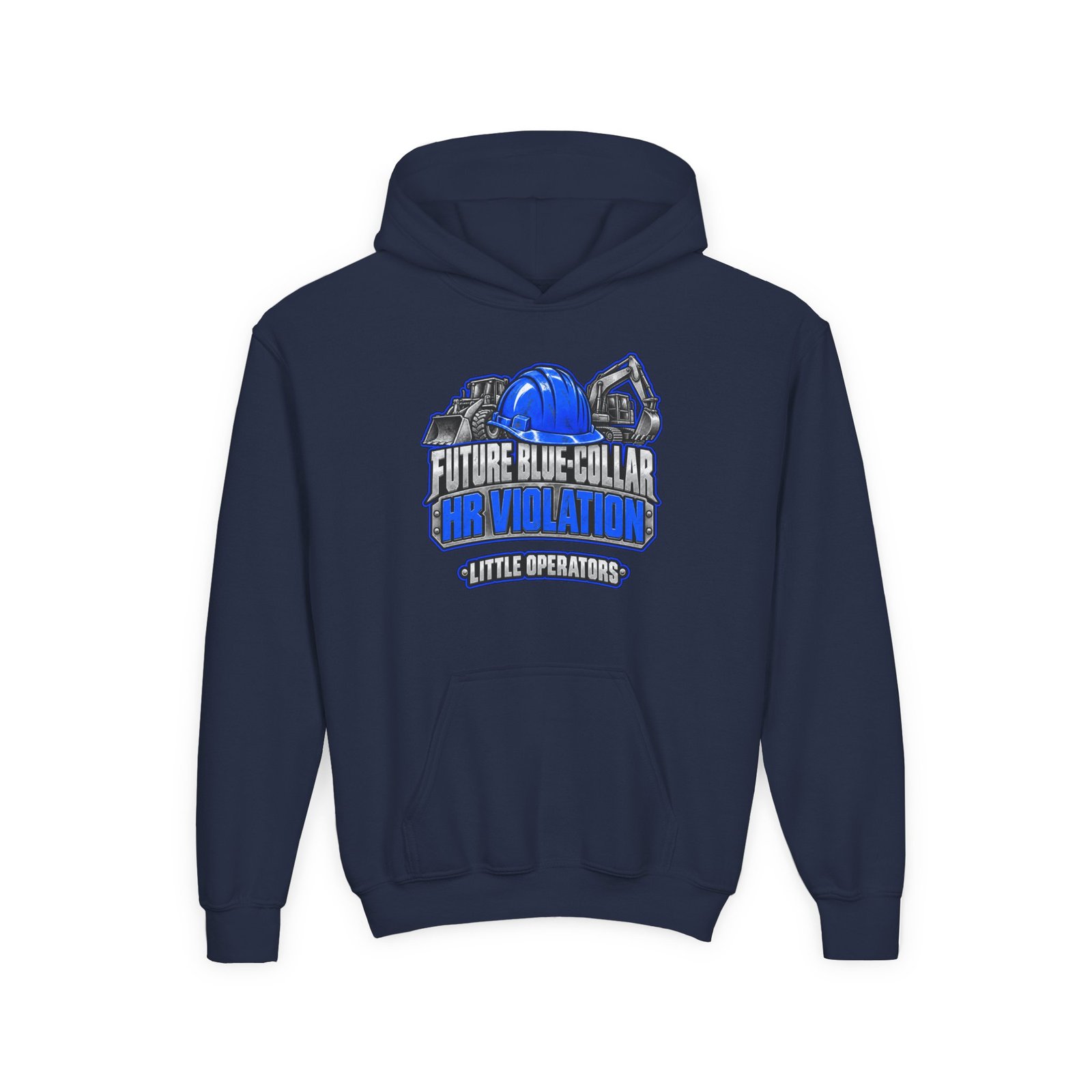 Future Blue-Collar HR Violation — Little Operators Blue Youth Hoodie - Image 5