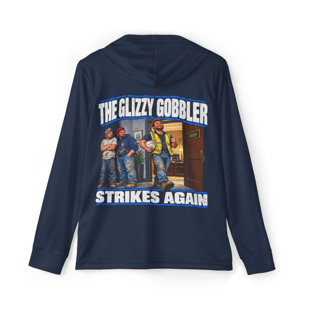 The Glizzy Gobbler Strikes Again — Navy Sports AOP Full-Back Hoodie | Don’t Be a Ronnie