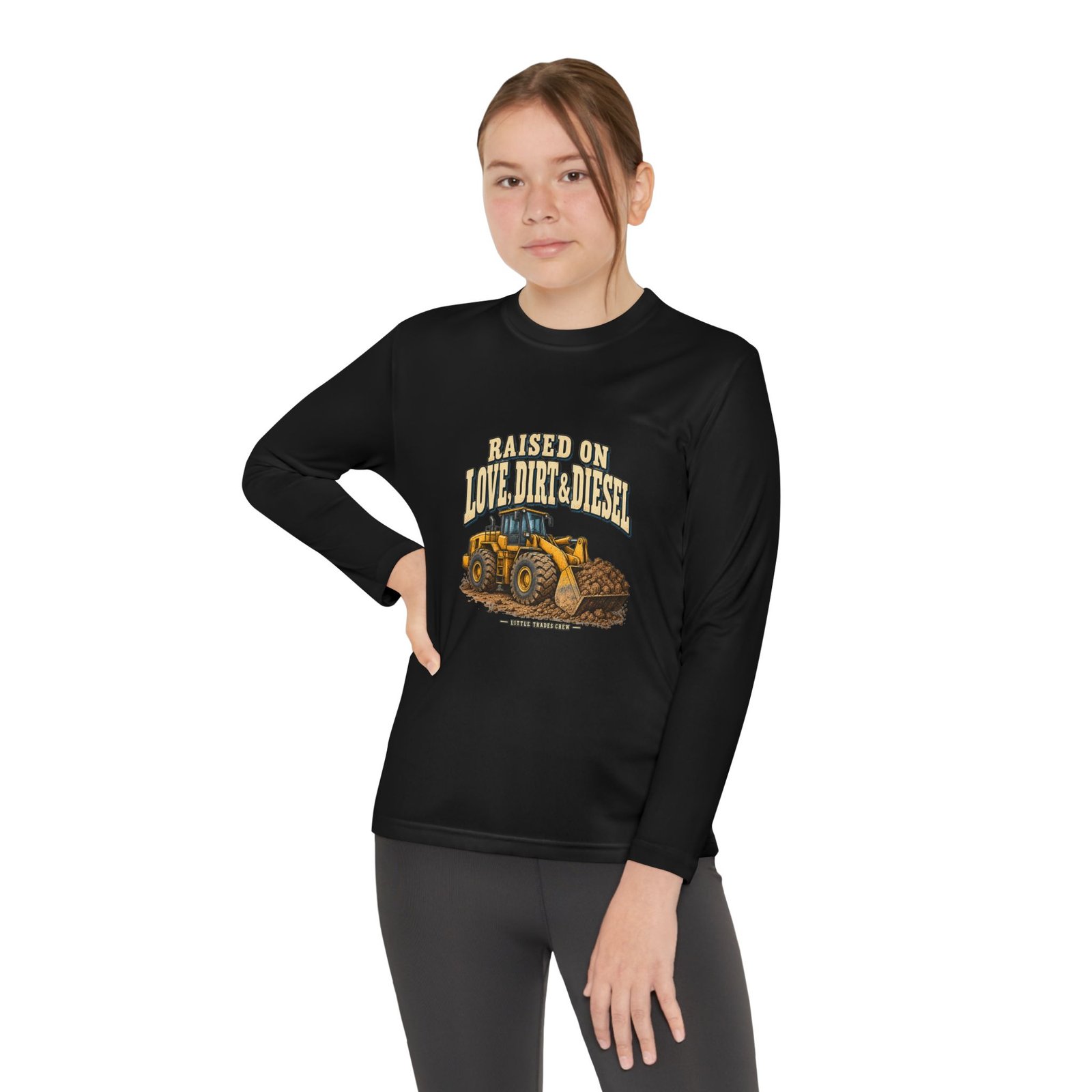 Raised on Love, Dirt & Diesel — Little Trades Crew Youth Long-Sleeve Shirt - Image 4