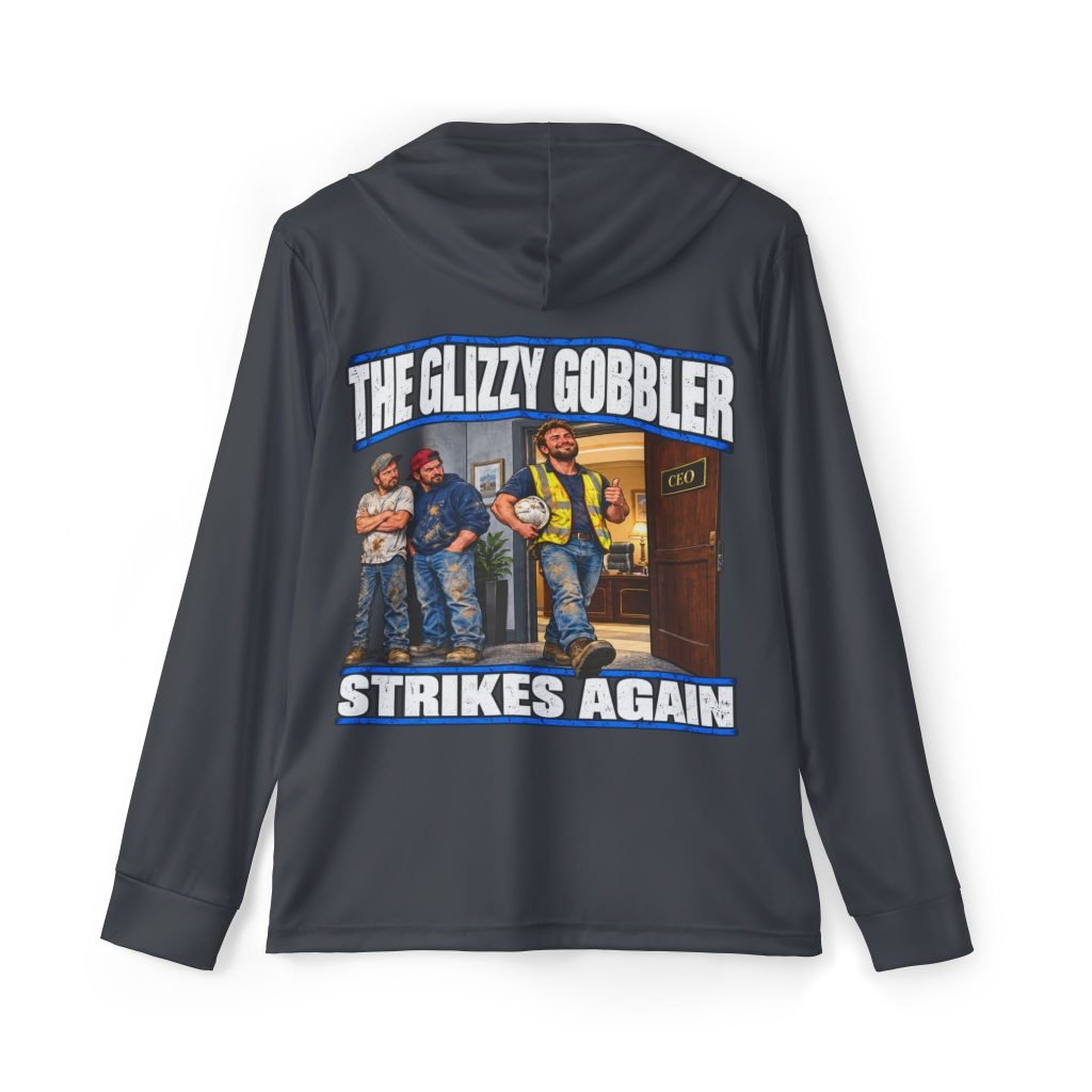 The Glizzy Gobbler Strikes Again — Charcoal Sports AOP Full-Back Hoodie | Don’t Be a Ronnie
