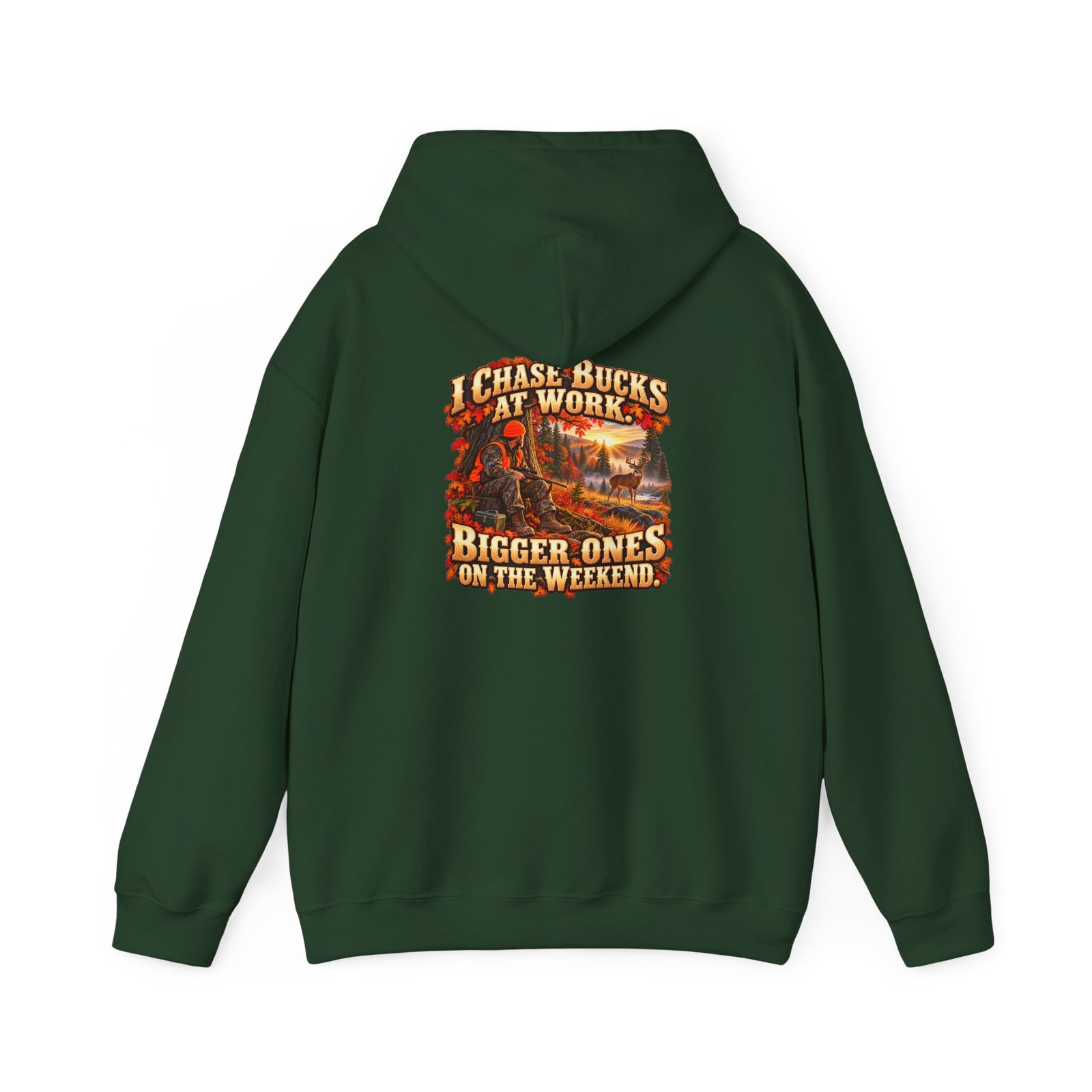 I Chase Bucks at Work — Blue Collar Deer Hunter Hoodie | Don’t Be a Ronnie - Image 9