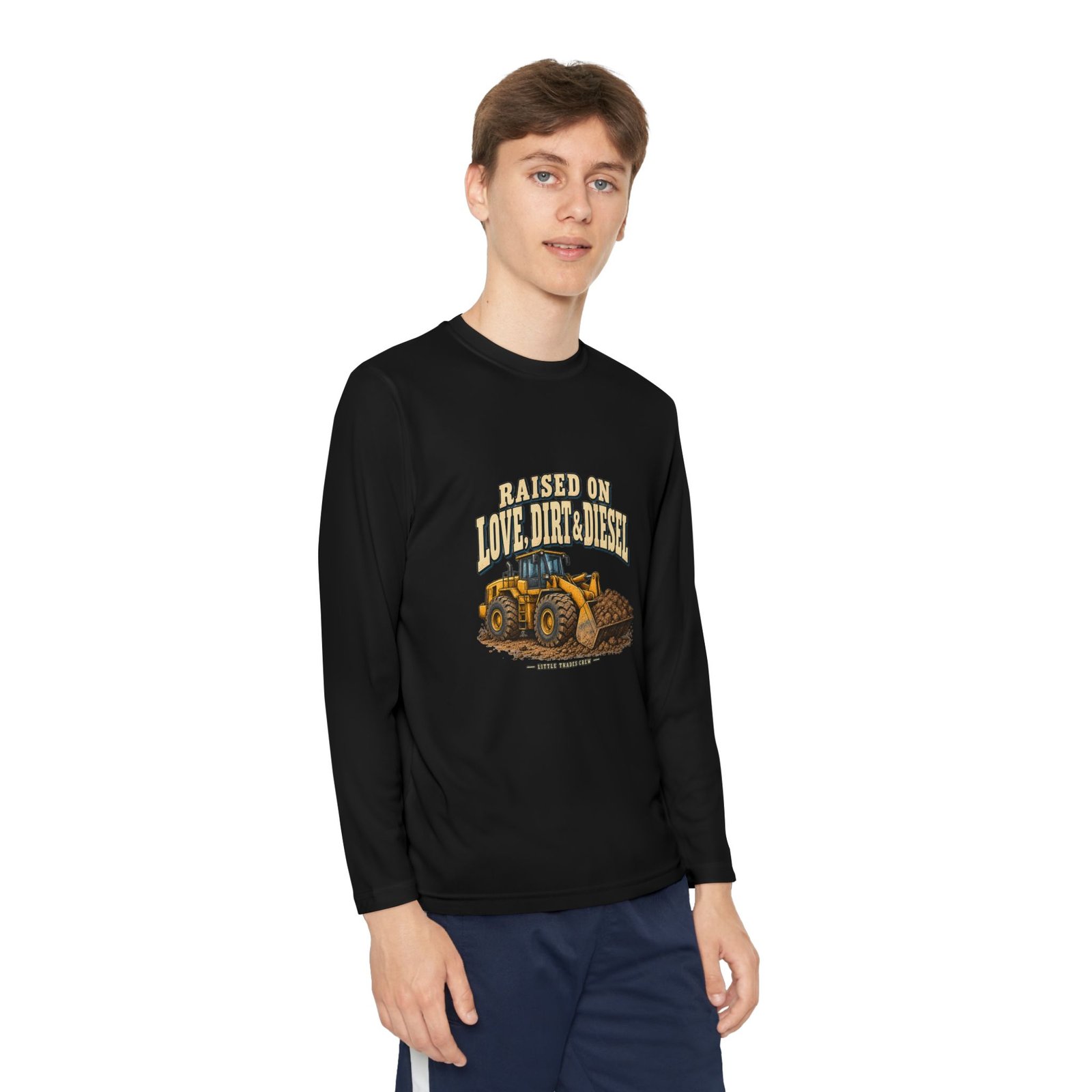 Raised on Love, Dirt & Diesel — Little Trades Crew Youth Long-Sleeve Shirt - Image 3