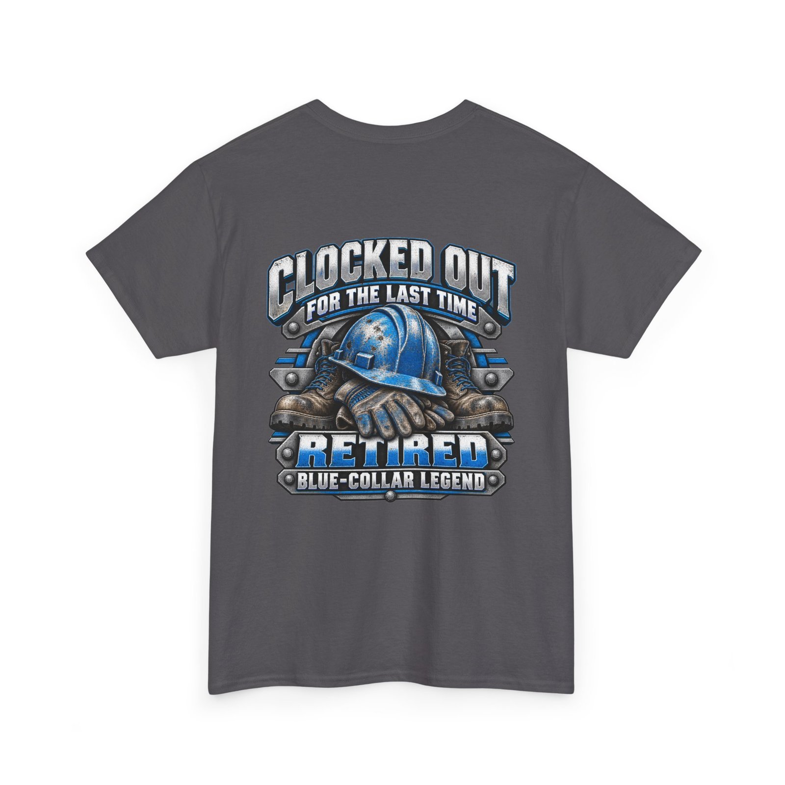 Retired Blue-Collar Tee — "Clocked Out For The Last Time" Retirement T-Shirt - Image 5