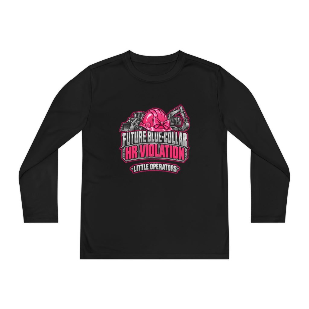 Future Blue-Collar HR Violation — Little Operators Pink Youth Long-Sleeve Shirt