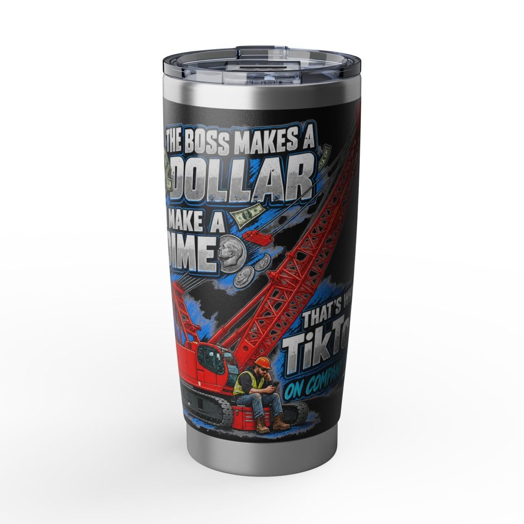 Crane Operators & Oilers — TikTok on Company Time Black 20oz Tumbler | Trades TikTok Collection