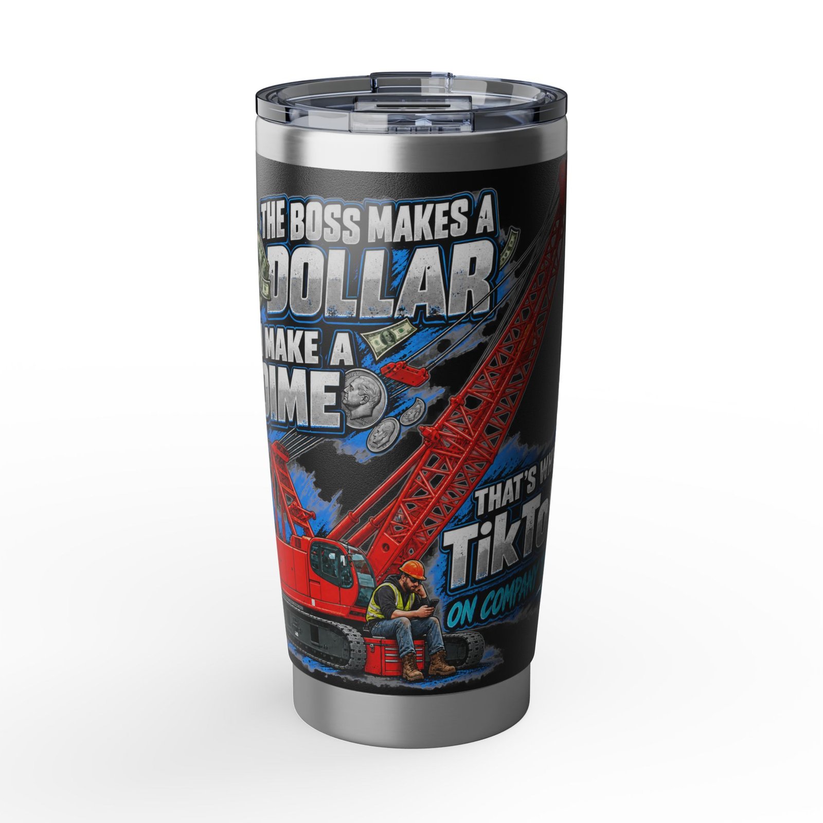 Crane Operators & Oilers — TikTok on Company Time Black 20oz Tumbler | Trades TikTok Collection