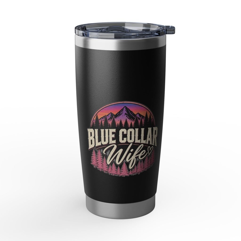 Blue Collar Wife | Mountain Sunset Black 20oz Tumbler — Her Trade. Her RULES.