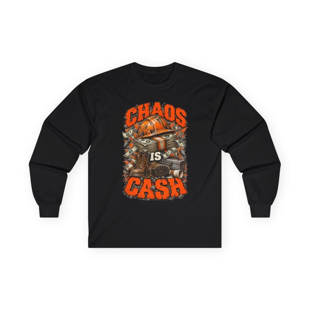 Chaos Is Cash | Neon Orange Hardhat Long-Sleeve Shirt — Don’t Be a Ronnie