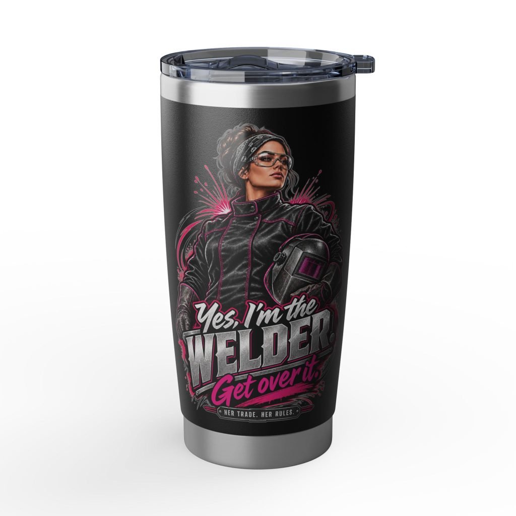 Yes, I’m the Welder. Get Over It. | Hot Pink Welder Black 20oz Tumbler — Her Trade. Her RULES.