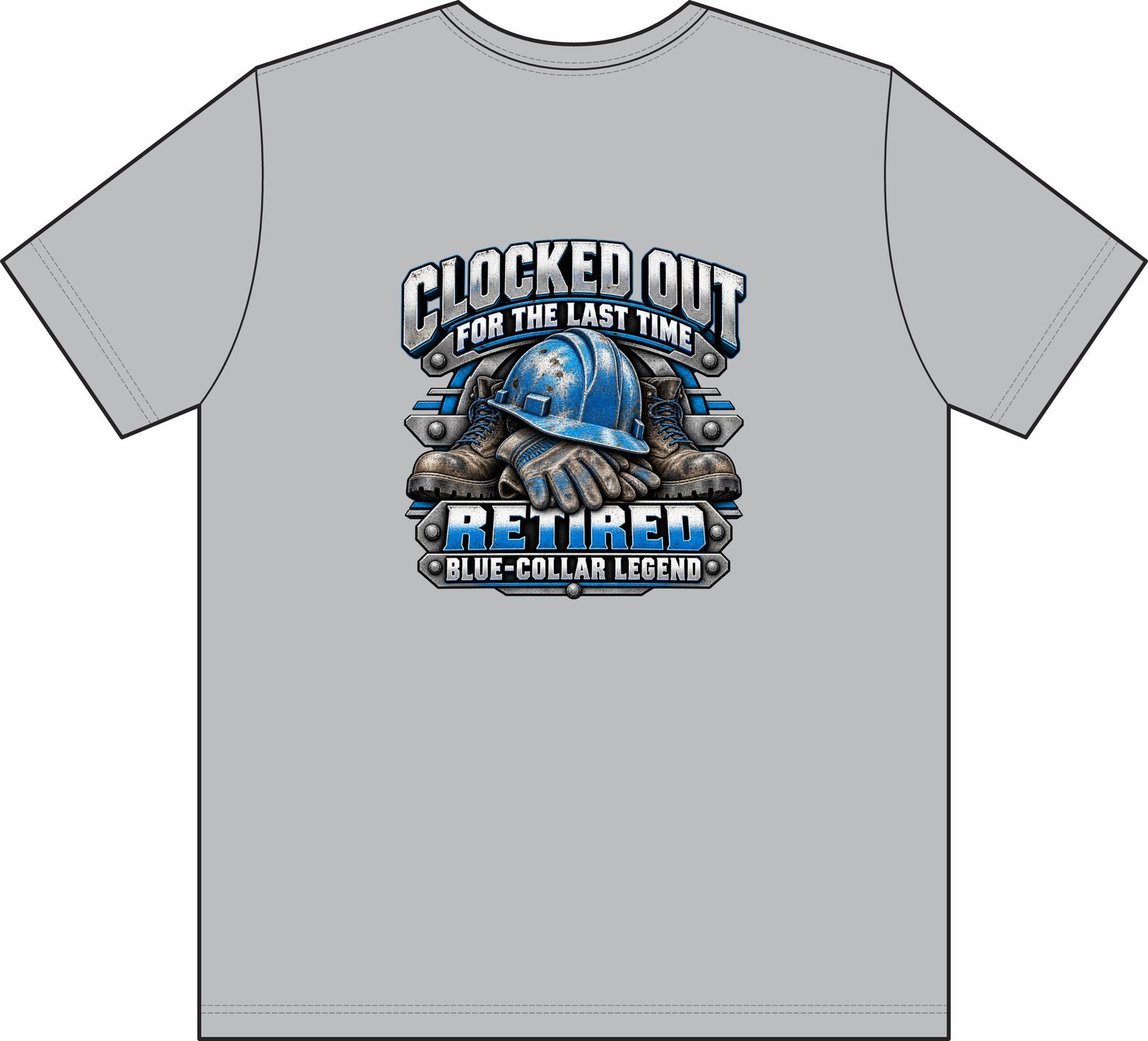 Officially Retired — Blue-Collar Legend Pocket Work T-Shirt - Image 3