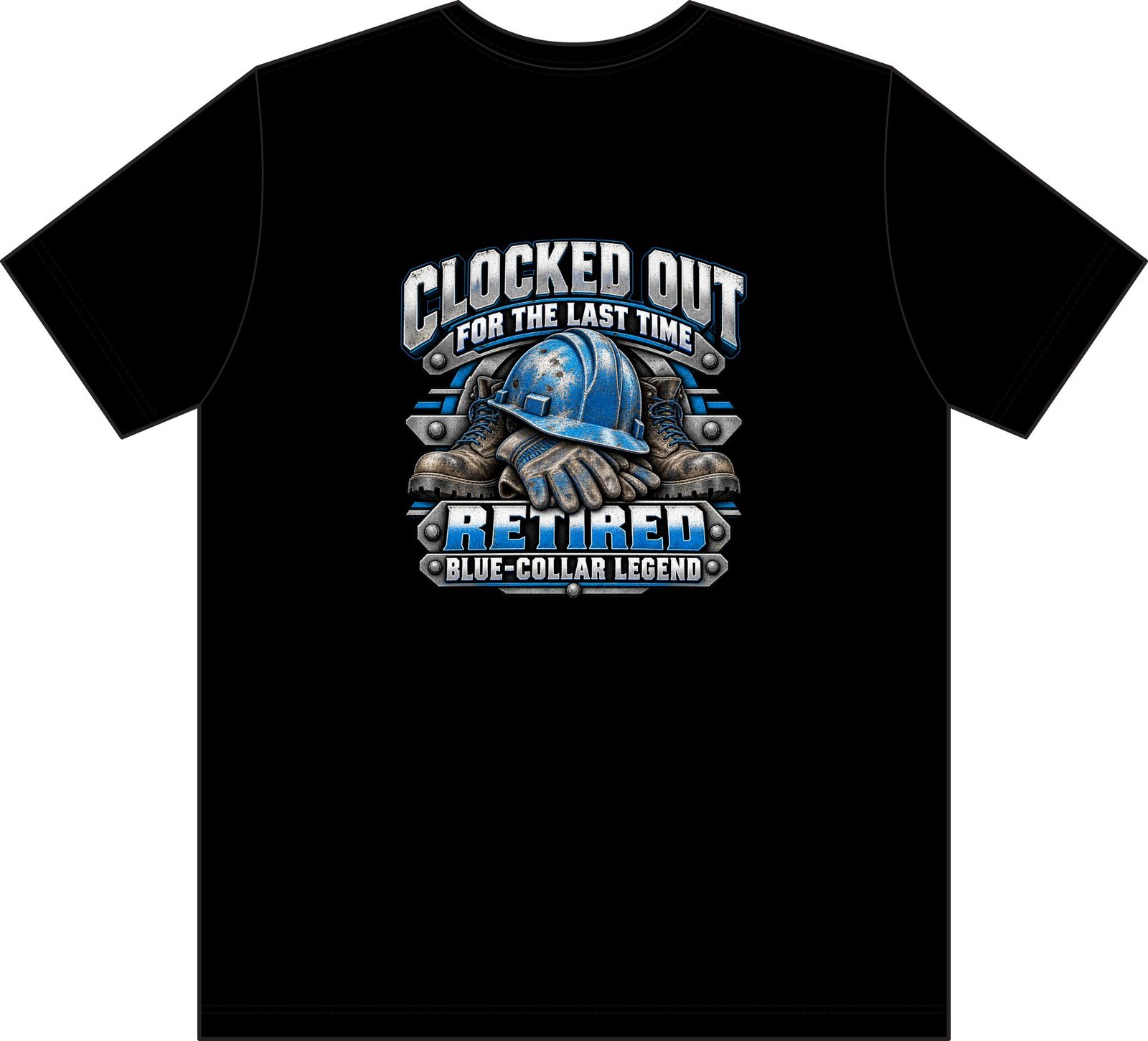 Officially Retired — Blue-Collar Legend Pocket Work T-Shirt