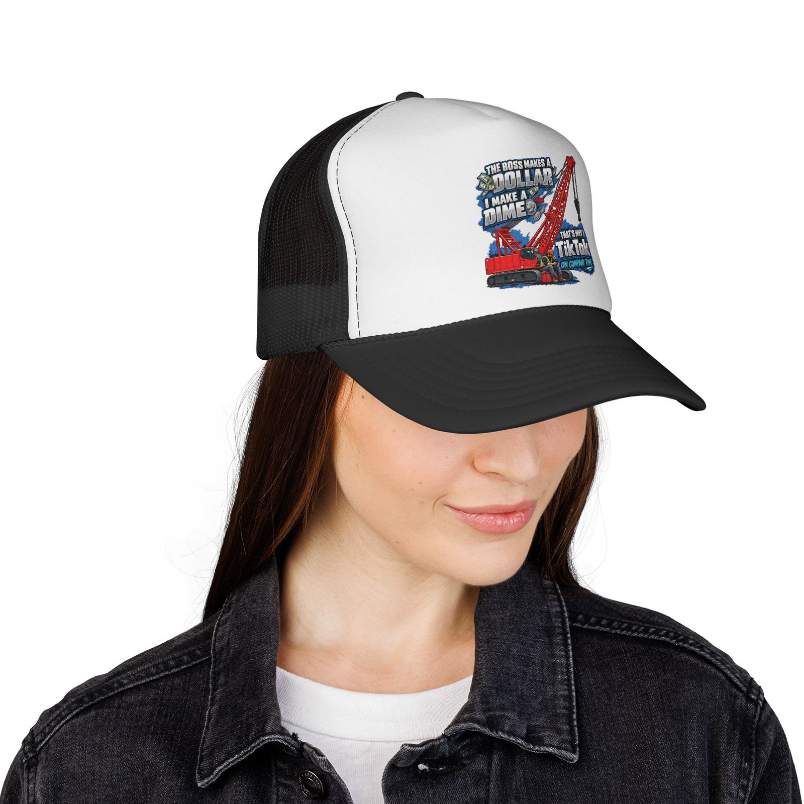 Crane Operators & Oilers — TikTok on Company Time Trucker Hat | Trades TikTok Collection - Image 4