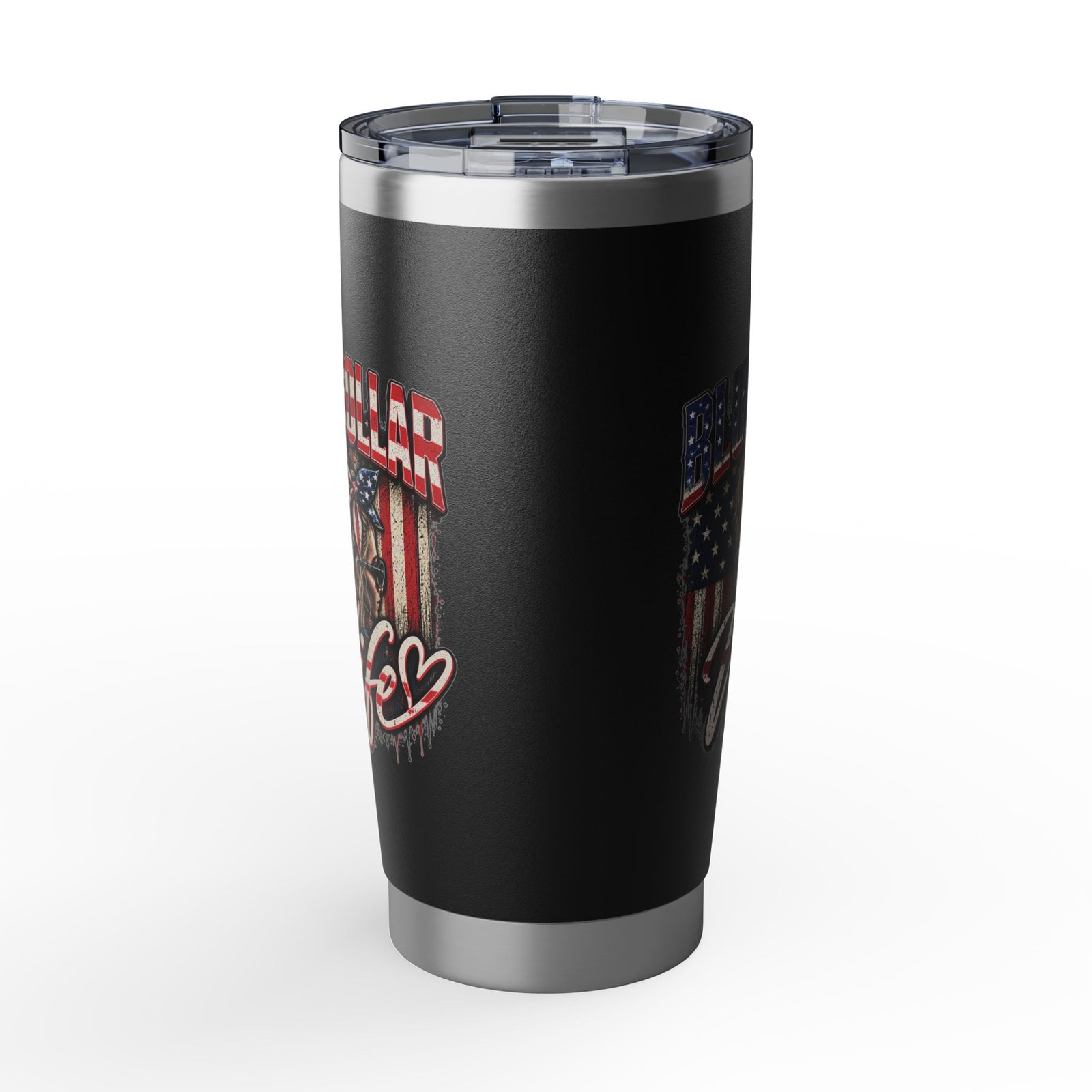 Blue Collar Wife | American Flag Black 20oz Tumbler — Her Trade. Her RULES. - Image 3