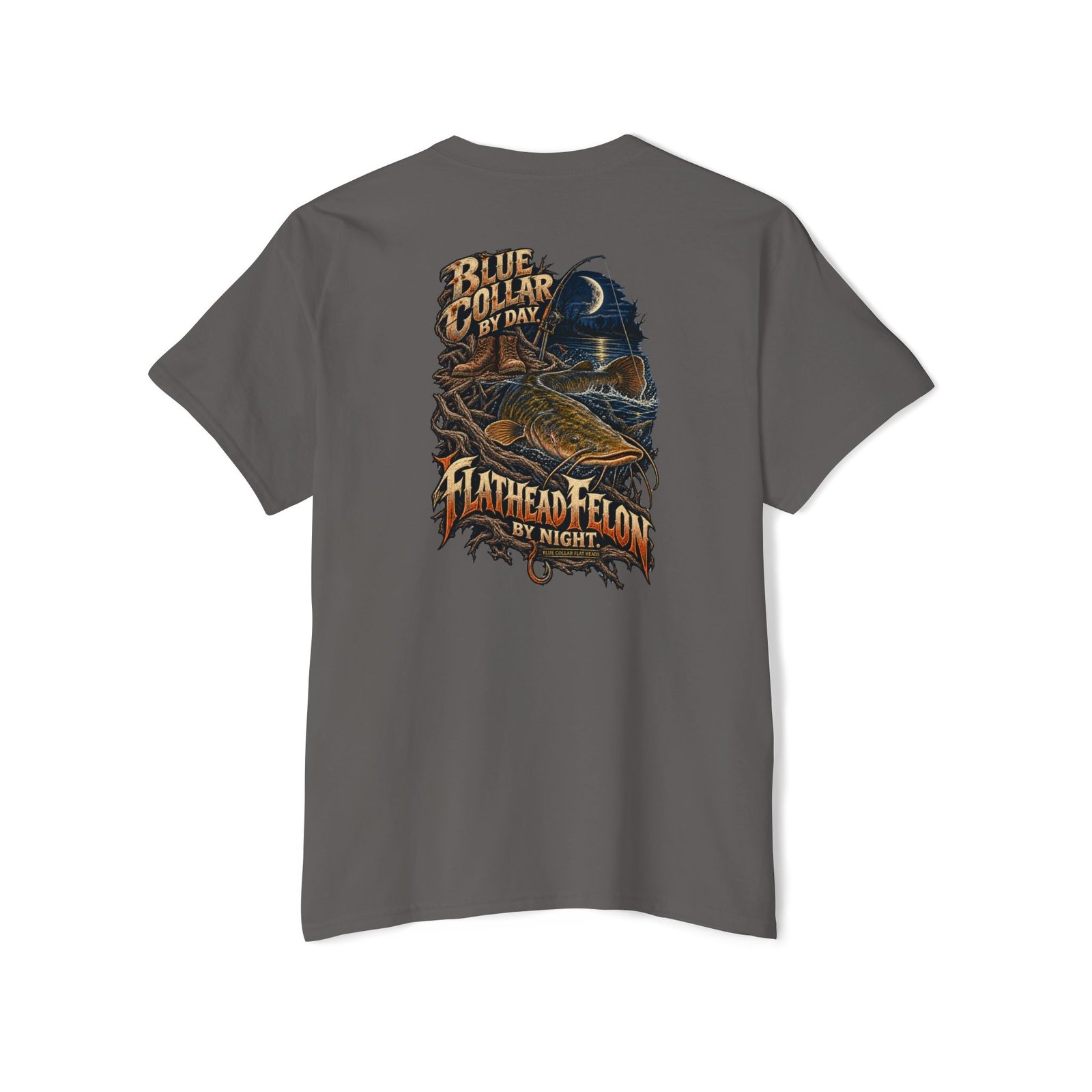 Blue Collar Flat Heads — Blue Collar by Day, Flathead Felon by Night Pocket Tee - Image 10