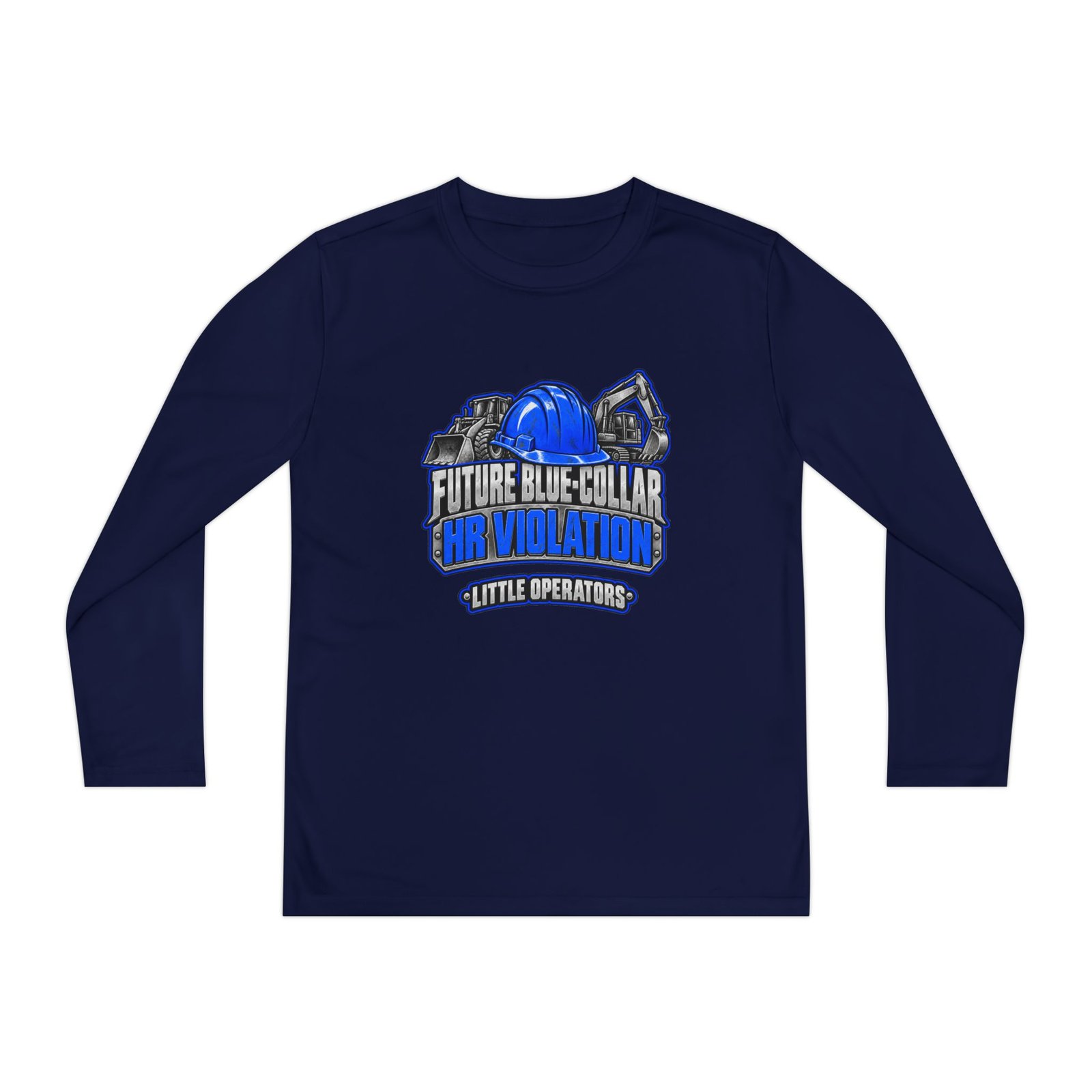 Future Blue-Collar HR Violation — Little Operators Blue Youth Long-Sleeve Shirt - Image 5