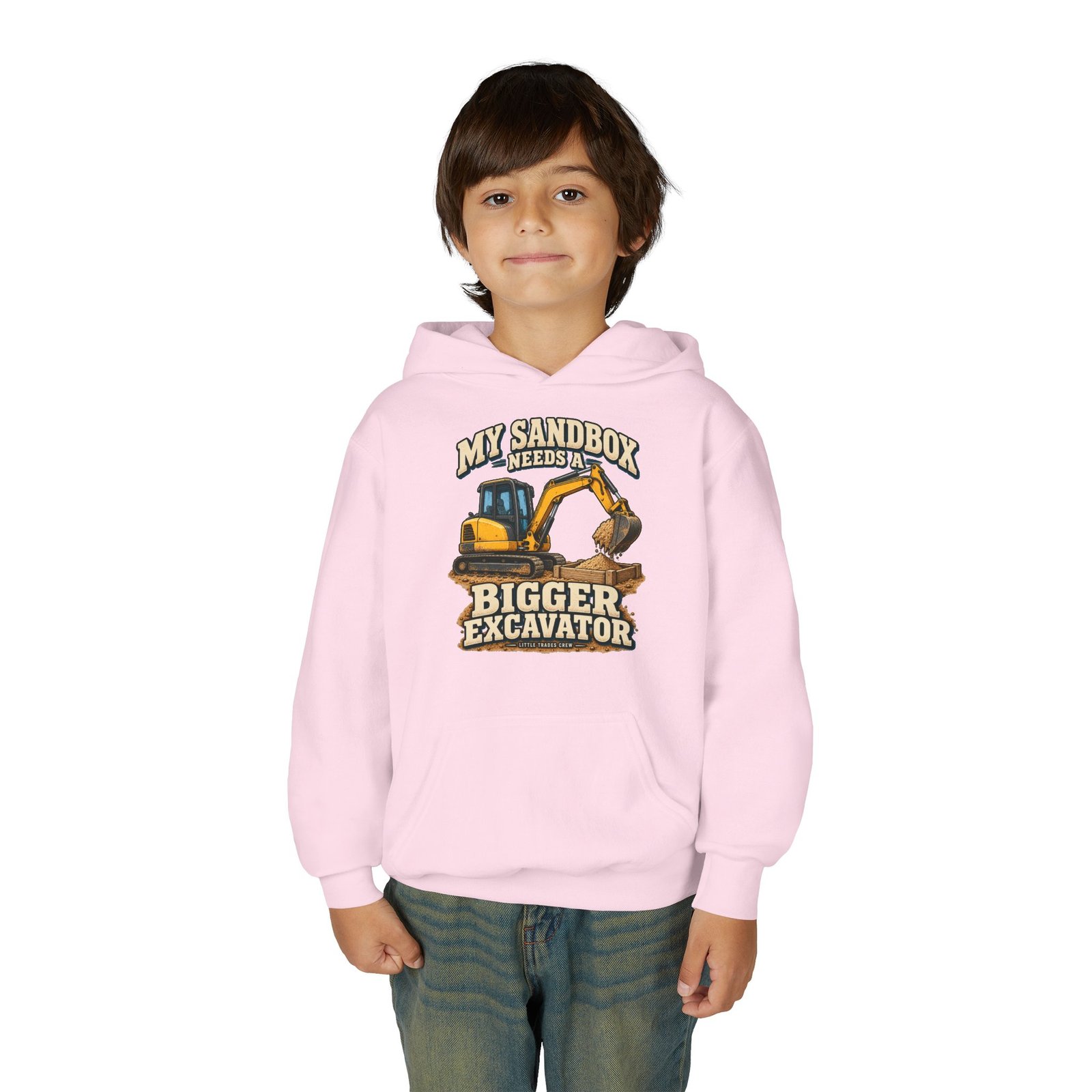 My Sandbox Needs a Bigger Excavator — Little Trades Crew Youth Hoodie - Image 11