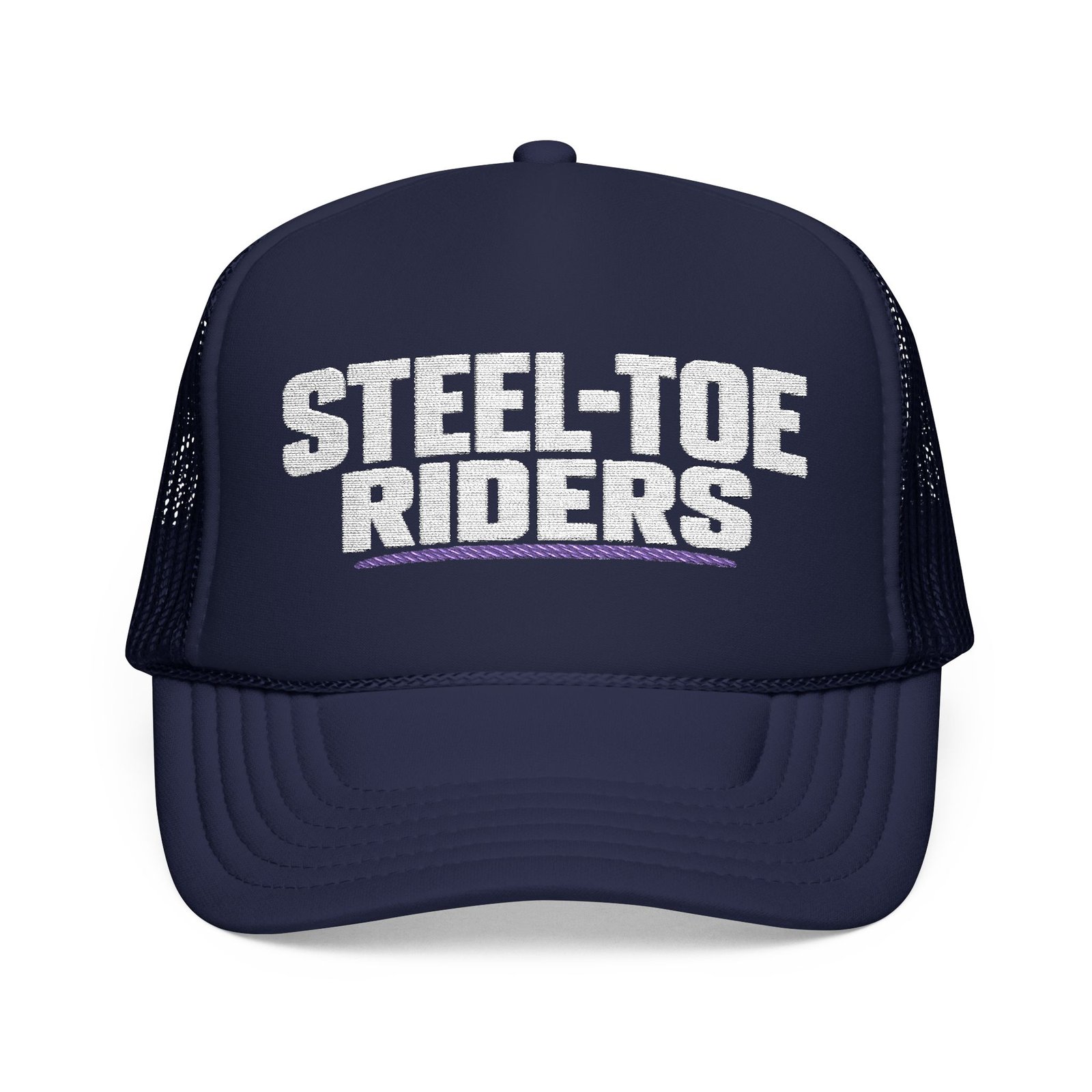 Steel-Toe Riders | Embroidered Trucker Hat — Black & Dark Navy - Image 5
