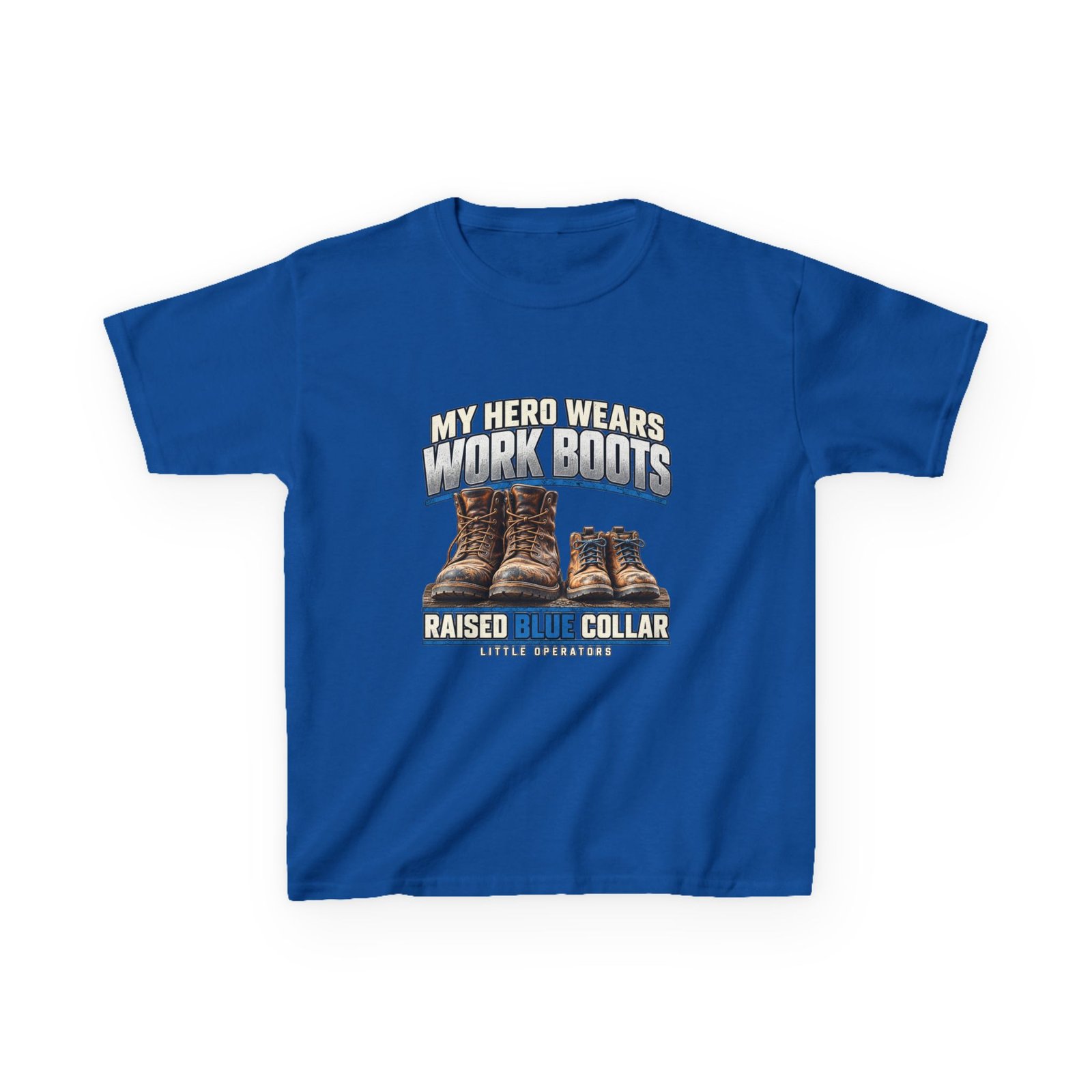 My Hero Wears Work Boots — Little Operators Youth T-Shirt - Image 5