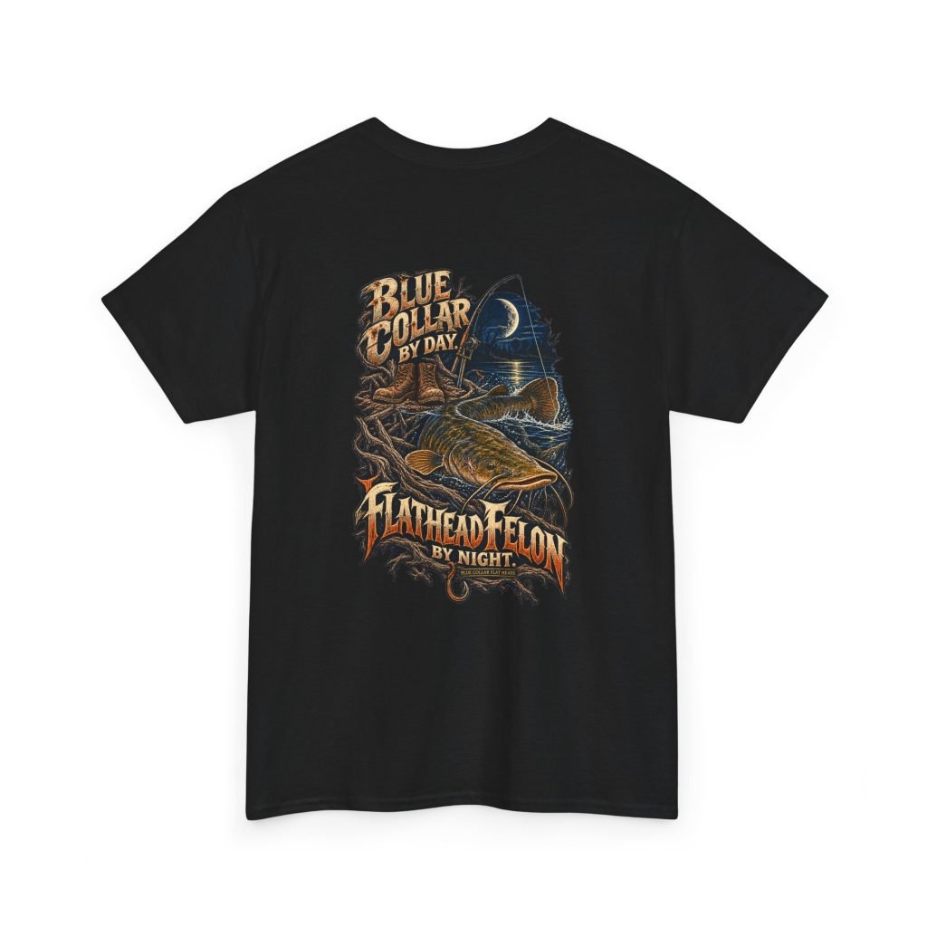 Blue Collar Flat Heads — Blue Collar by Day, Flathead Felon by Night T-Shirt