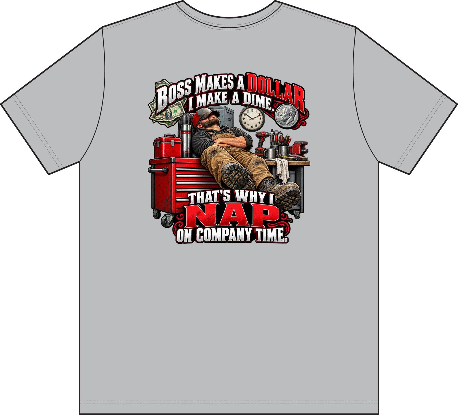 Nap on Company Time | Boss Makes a Dollar Pocket T-Shirt — Trades TikTok Collection - Image 3