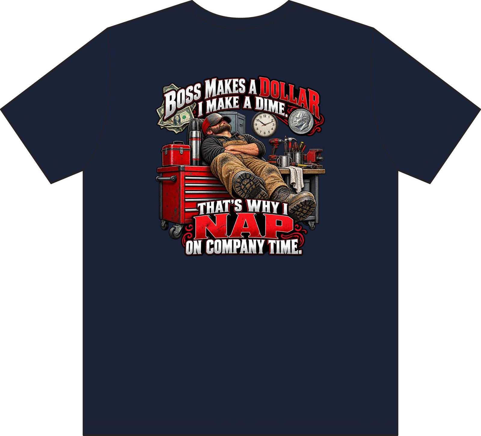 Nap on Company Time | Boss Makes a Dollar Pocket T-Shirt — Trades TikTok Collection - Image 5