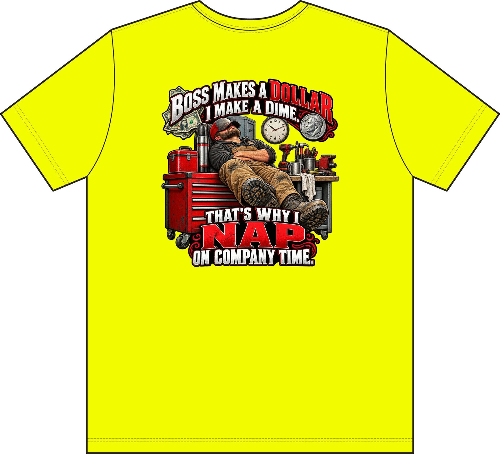 Nap on Company Time | Boss Makes a Dollar Pocket T-Shirt — Trades TikTok Collection - Image 7