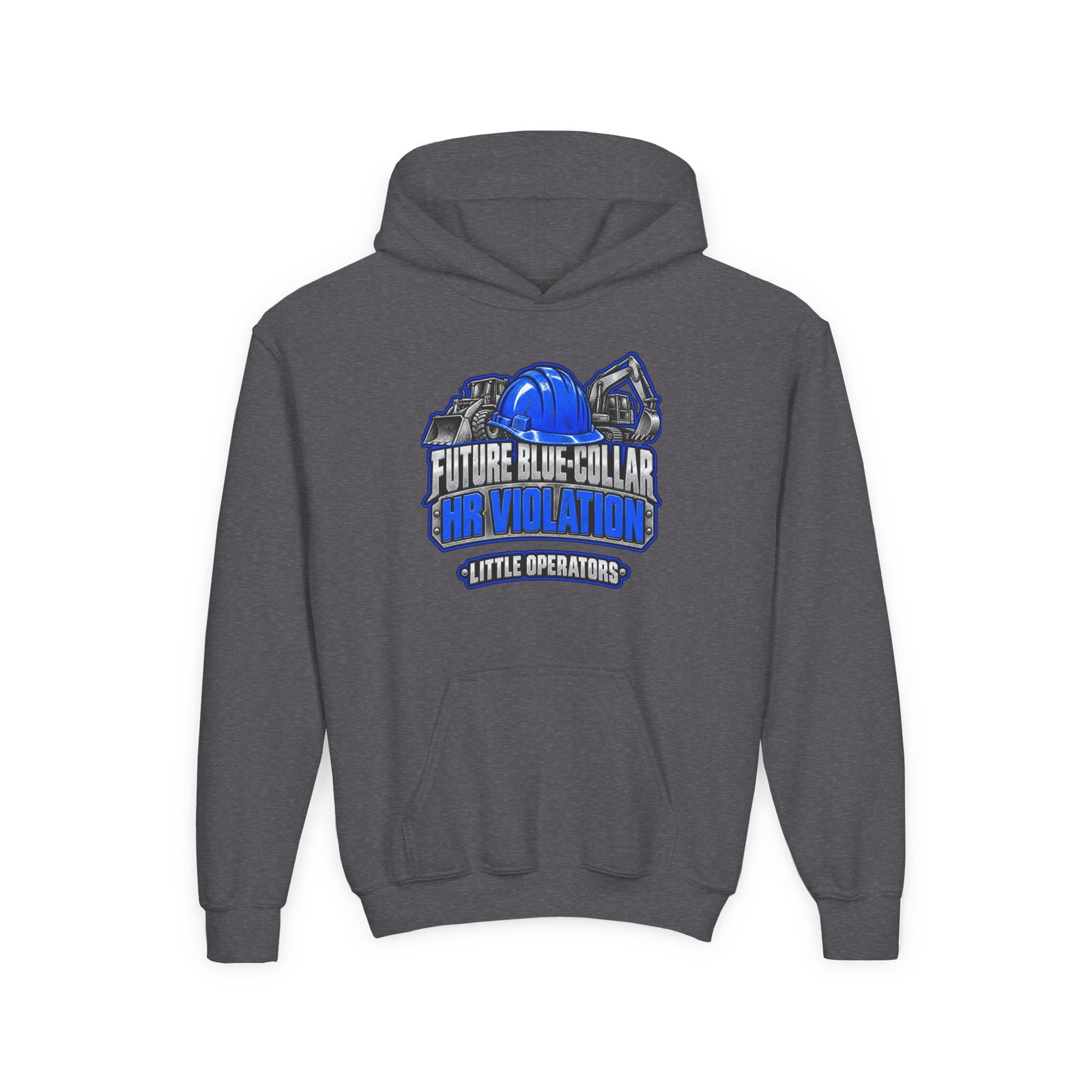 Future Blue-Collar HR Violation — Little Operators Blue Youth Hoodie - Image 3