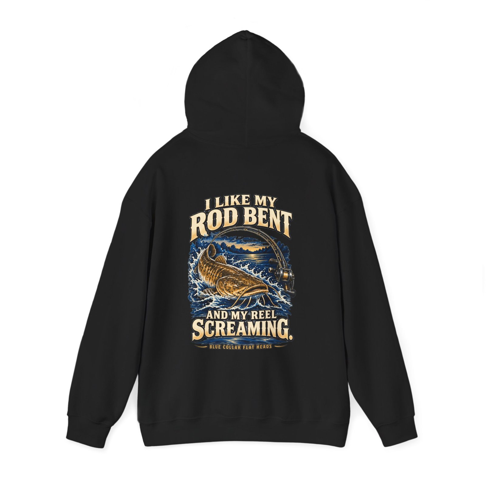 Blue Collar Flat Heads — Rod Bent, Reel Screaming Hoodie - Image 3