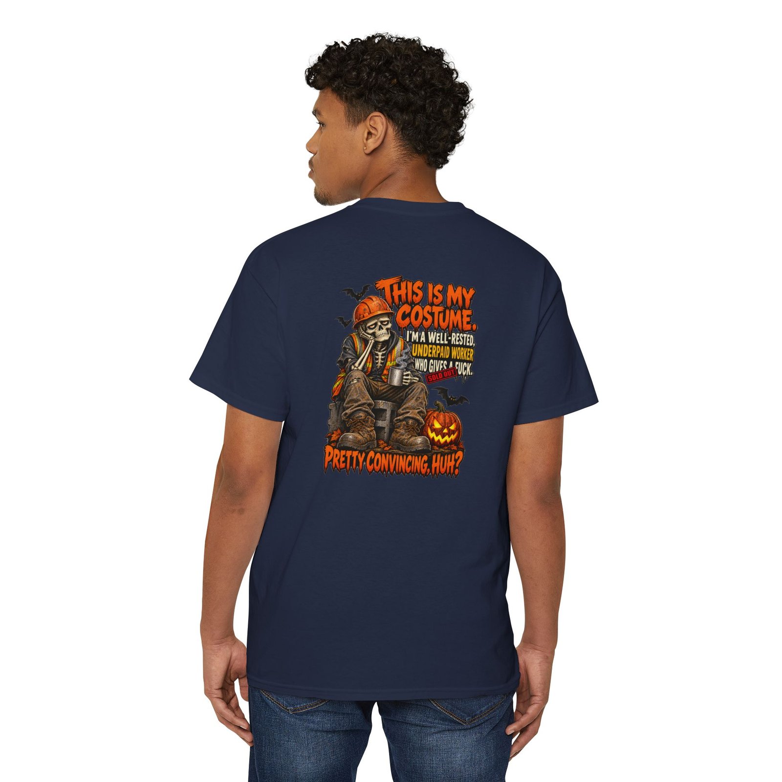 This Is My Costume — Blue-Collar Skeleton Halloween Pocket Tee - Image 16