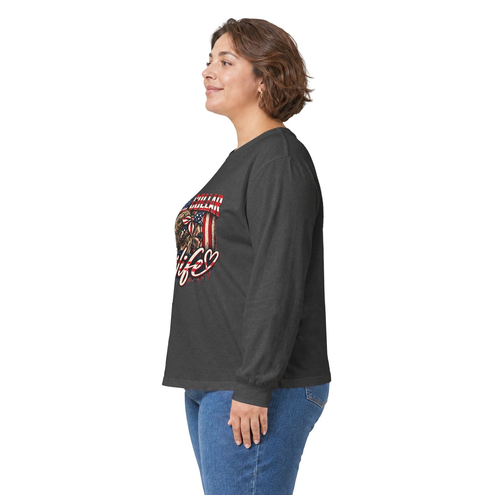 Blue Collar Wife | American Flag Long-Sleeve Shirt — Her Trade. Her RULES. - Image 8
