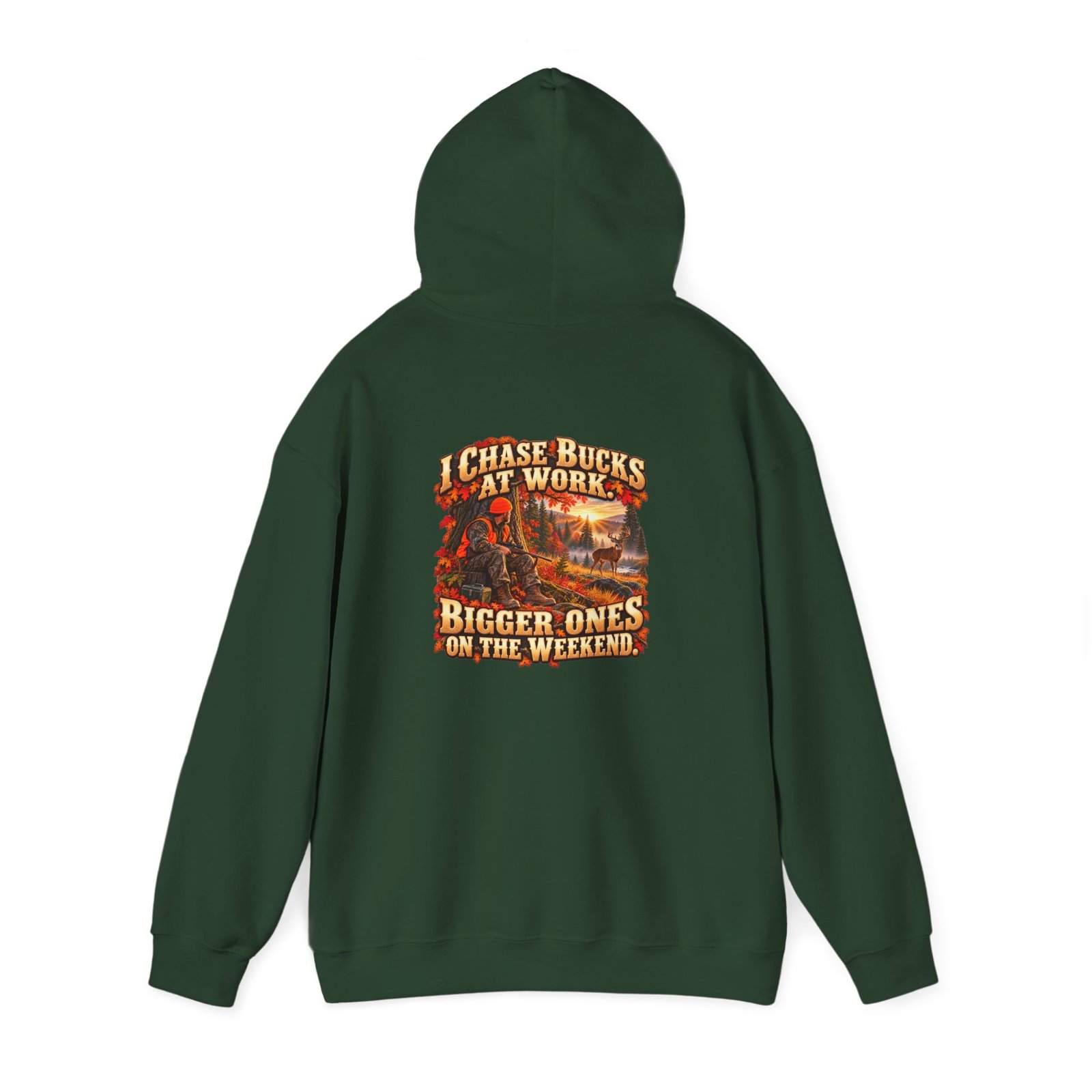 I Chase Bucks at Work — Blue Collar Deer Hunter Hoodie | Don’t Be a Ronnie - Image 10