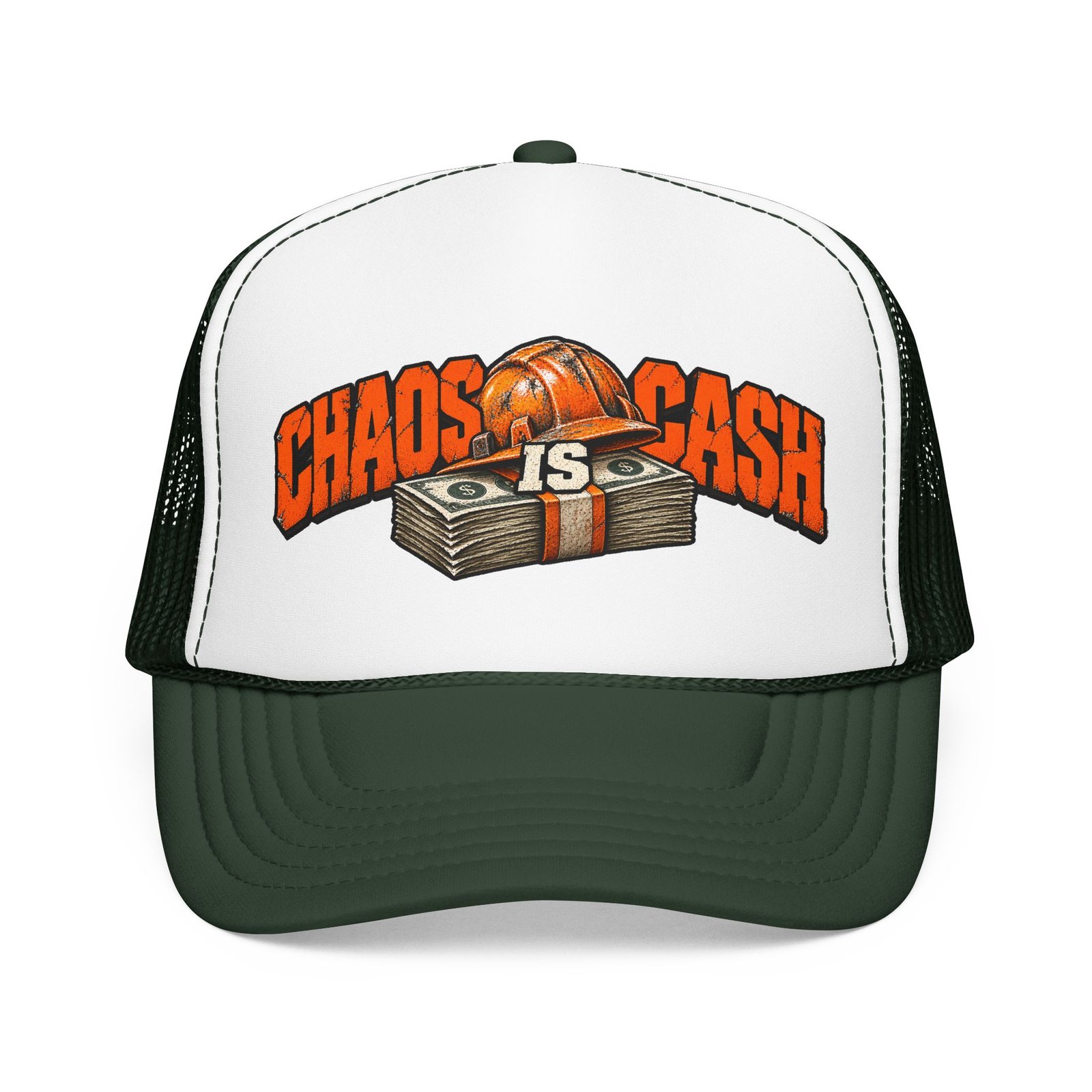 Chaos Is Cash | Neon Orange Hardhat Trucker Hat — Don’t Be a Ronnie - Image 13