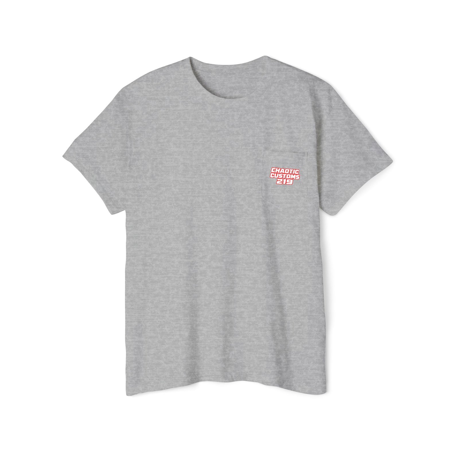 Chaotic Customs 219 — Blue Collar Built. Chaos Driven. Pocket Tee - Image 4