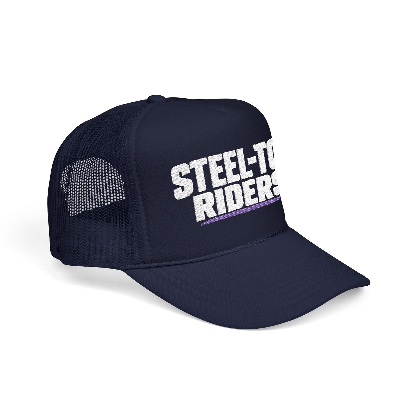 Steel-Toe Riders | Embroidered Trucker Hat — Black & Dark Navy - Image 6