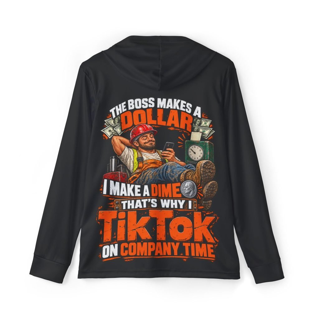 TikTok on Company Time — Black Sports AOP Full-Back Hoodie | Don’t Be a Ronnie