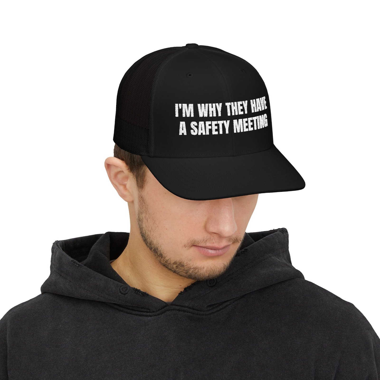 I'm Why They Have a Safety Meeting — Embroidered Richardson 112 Trucker Hat - Image 3