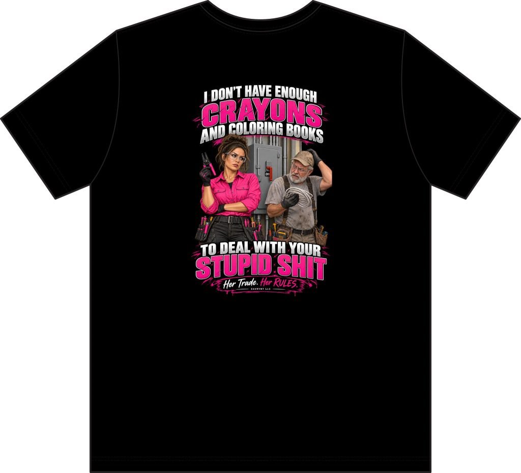 Her Trade. Her RULES. | Crayons and Coloring Books — Electrician Pocket T-Shirt