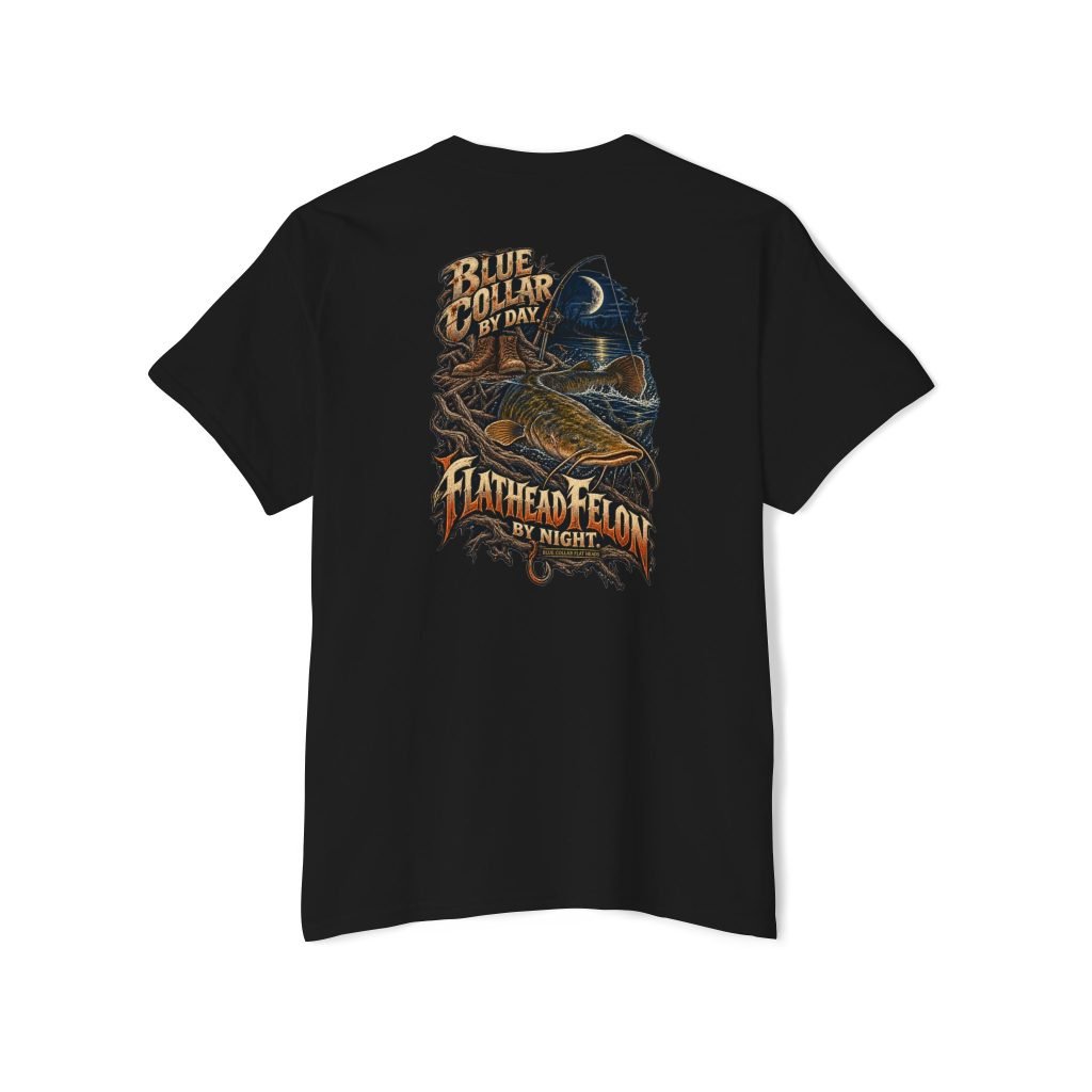 Blue Collar Flat Heads — Blue Collar by Day, Flathead Felon by Night Pocket Tee
