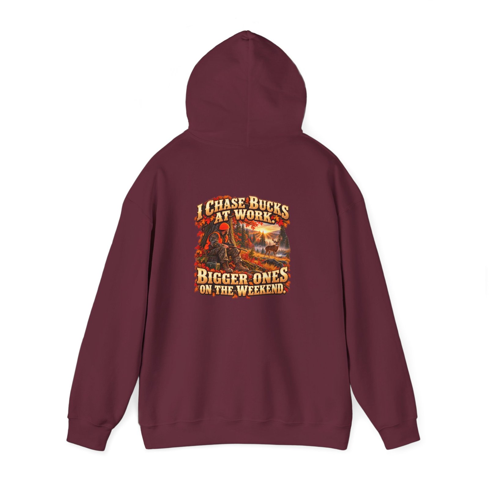 I Chase Bucks at Work — Blue Collar Deer Hunter Hoodie | Don’t Be a Ronnie - Image 6
