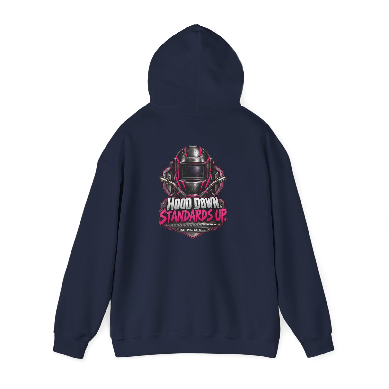 Hood Down. Standards Up. | Hot Pink Welder Back-Print Hoodie — Her Trade. Her RULES. - Image 11