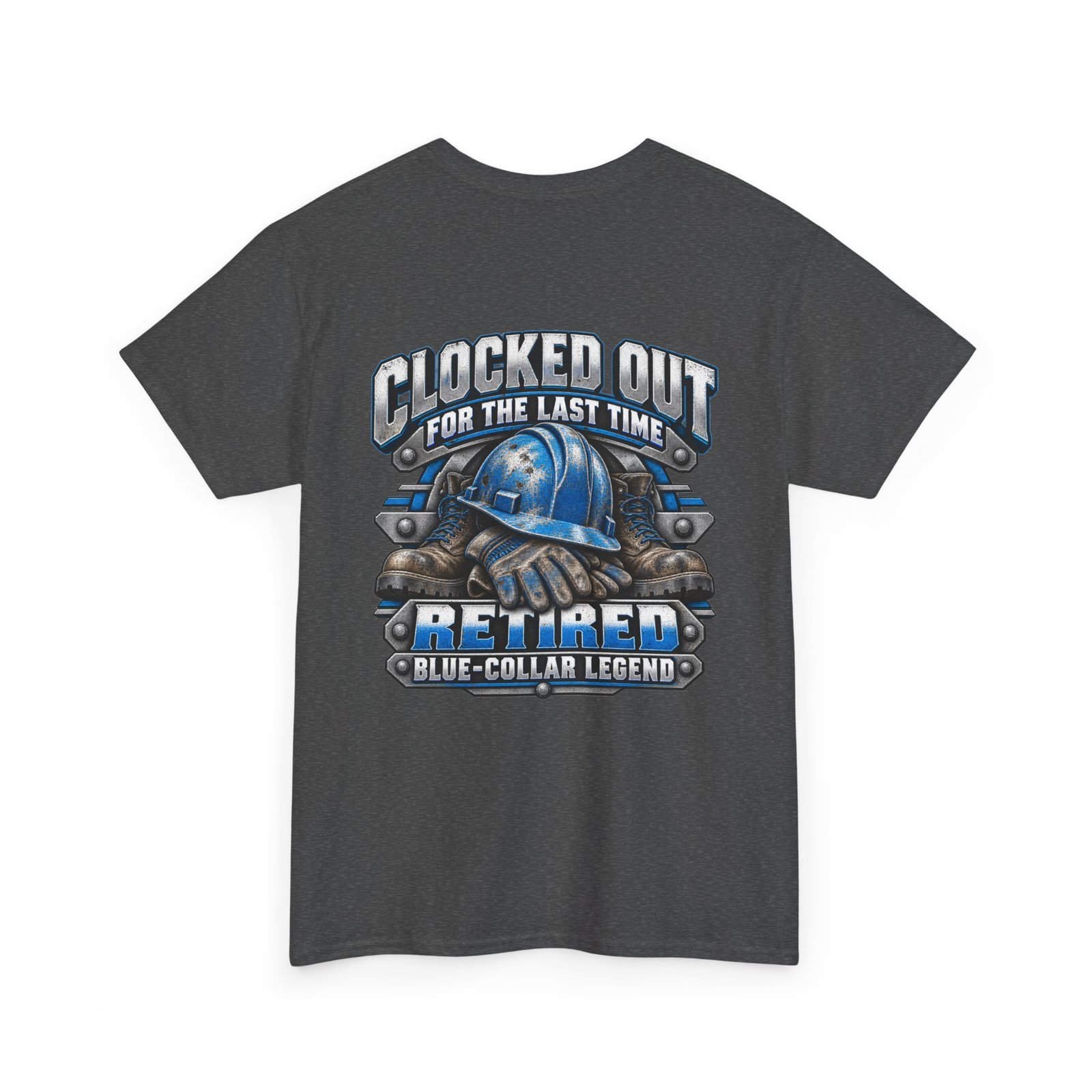 Retired Blue-Collar Tee — "Clocked Out For The Last Time" Retirement T-Shirt - Image 4