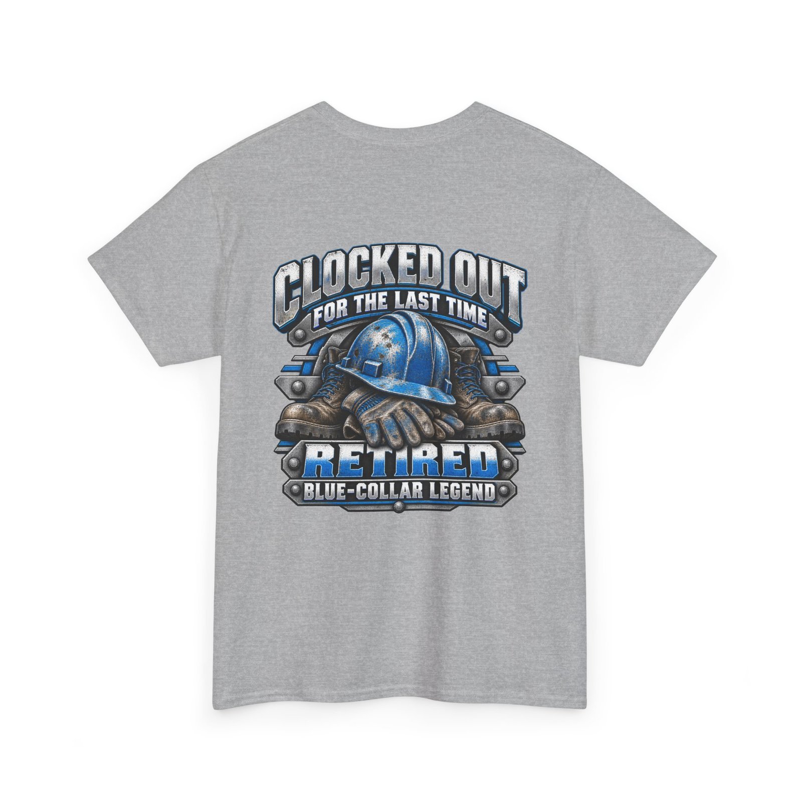 Retired Blue-Collar Tee — "Clocked Out For The Last Time" Retirement T-Shirt - Image 2