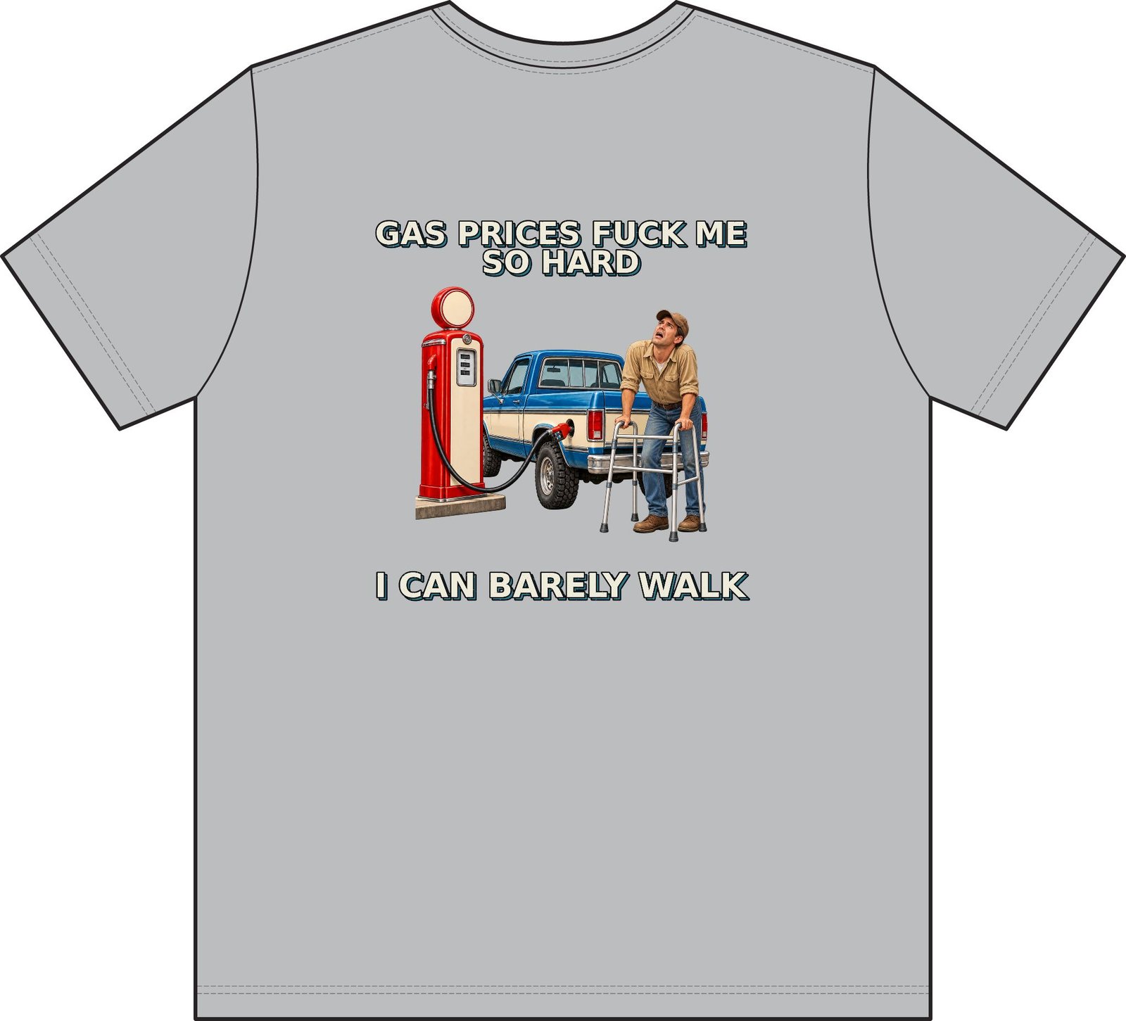 Gas Prices — I Can Barely Walk Pocket Work T-Shirt - Image 4