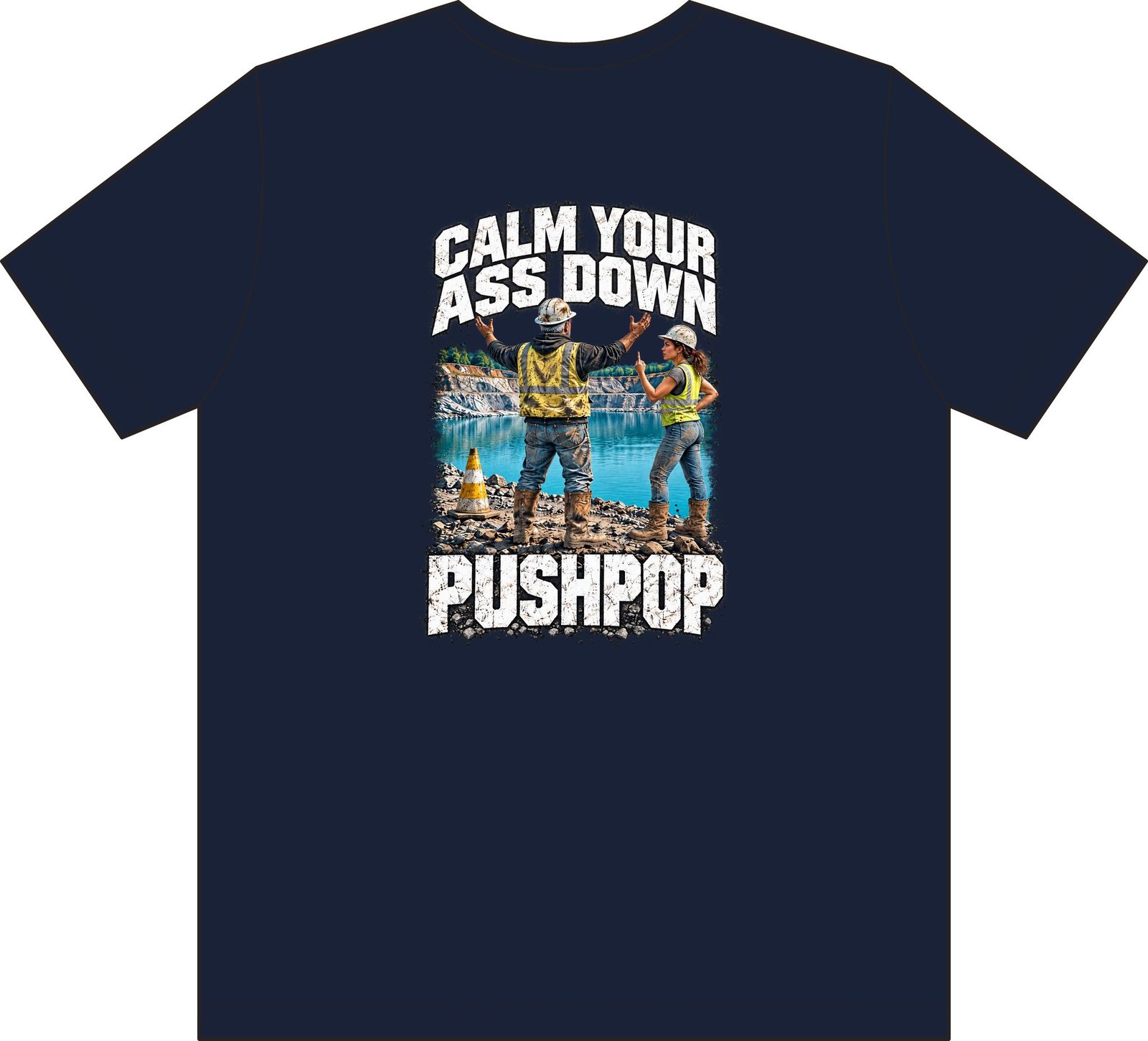 Calm Your Ass Down, Pushpop — Don't Be a Ronnie Pocket Work T-Shirt - Image 5